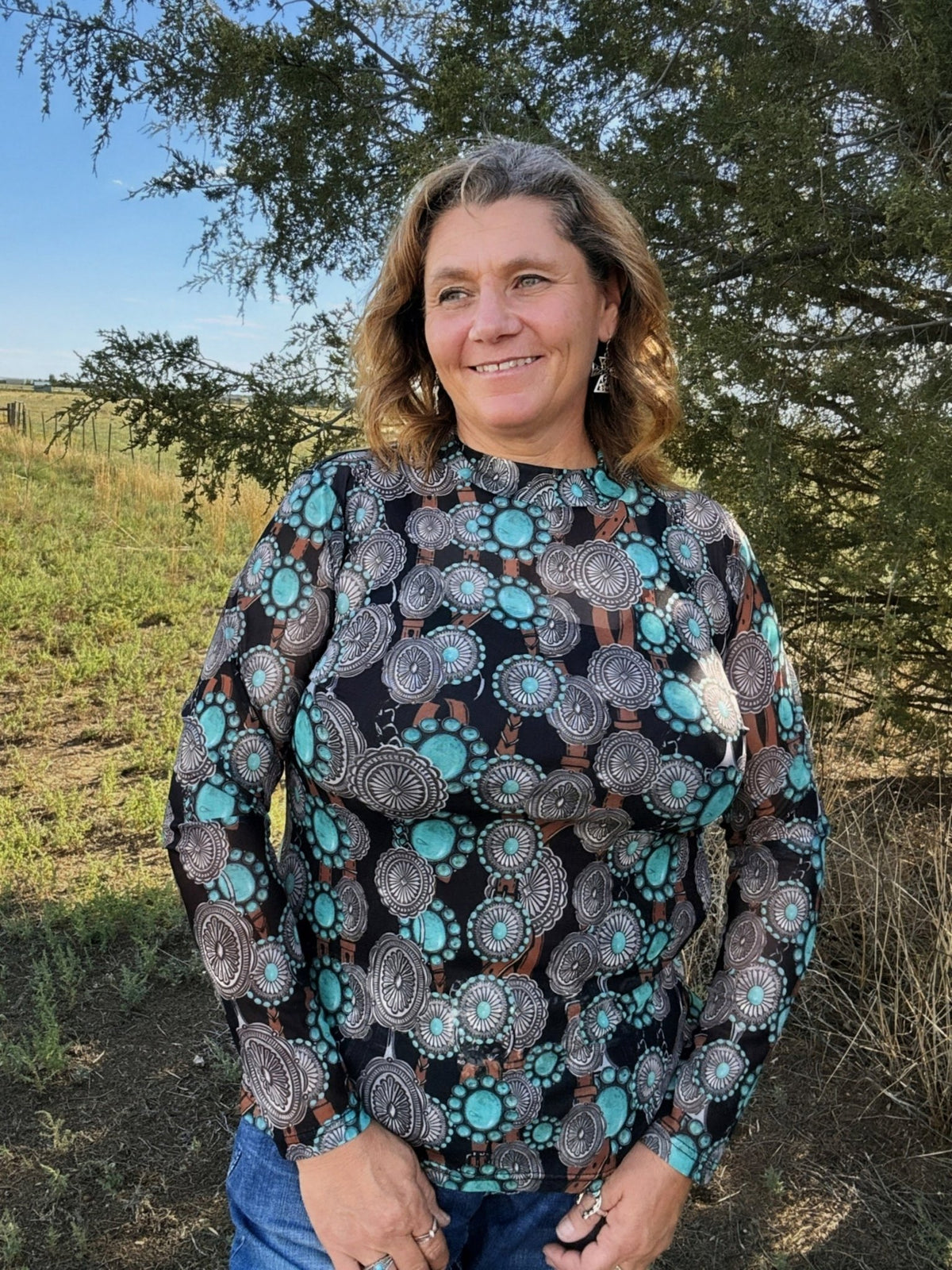 Concho Queen Mesh Top - Dirt Roads and Dreams Western Boutique