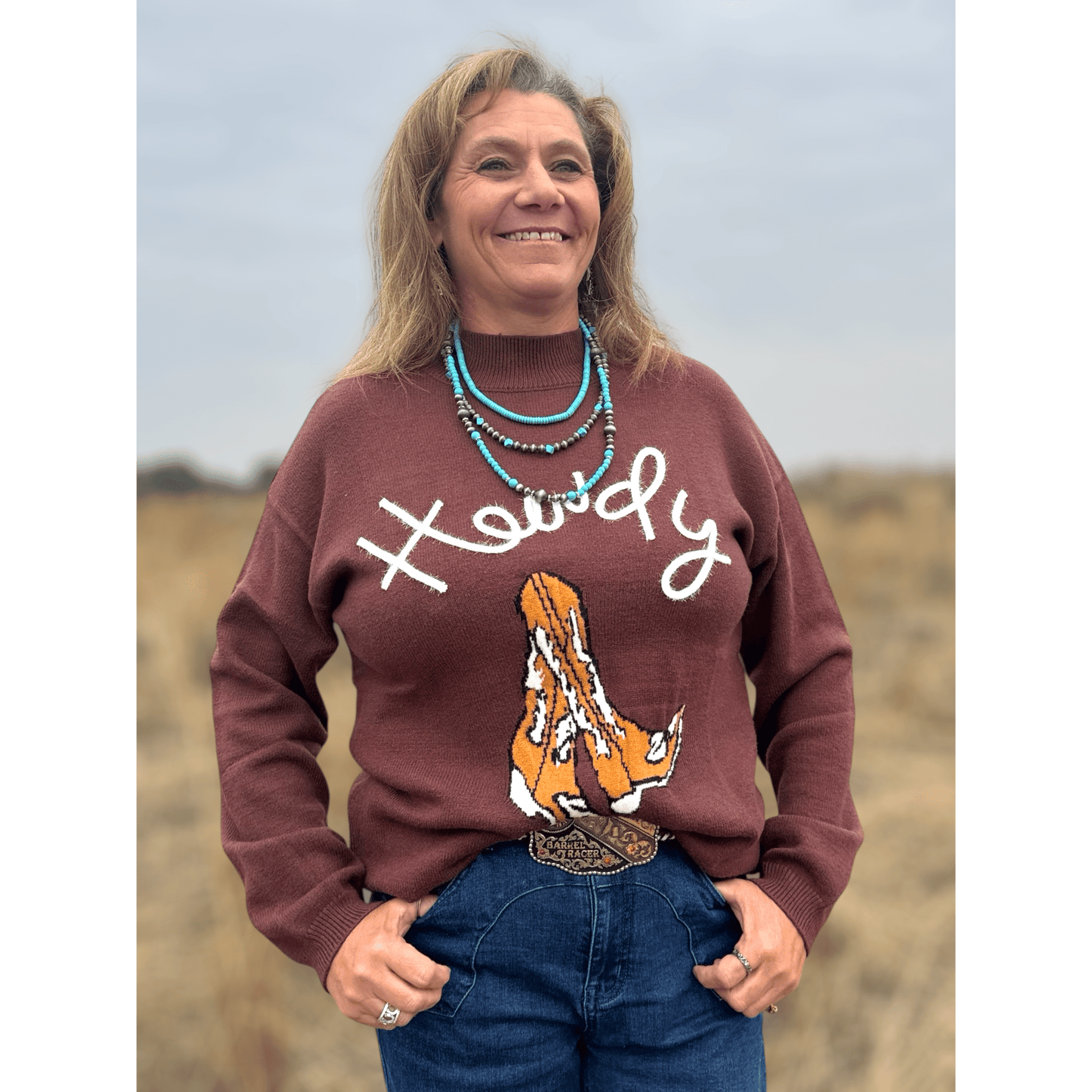 Howdy Boots Sweater - Dirt Roads and Dreams Western Boutique