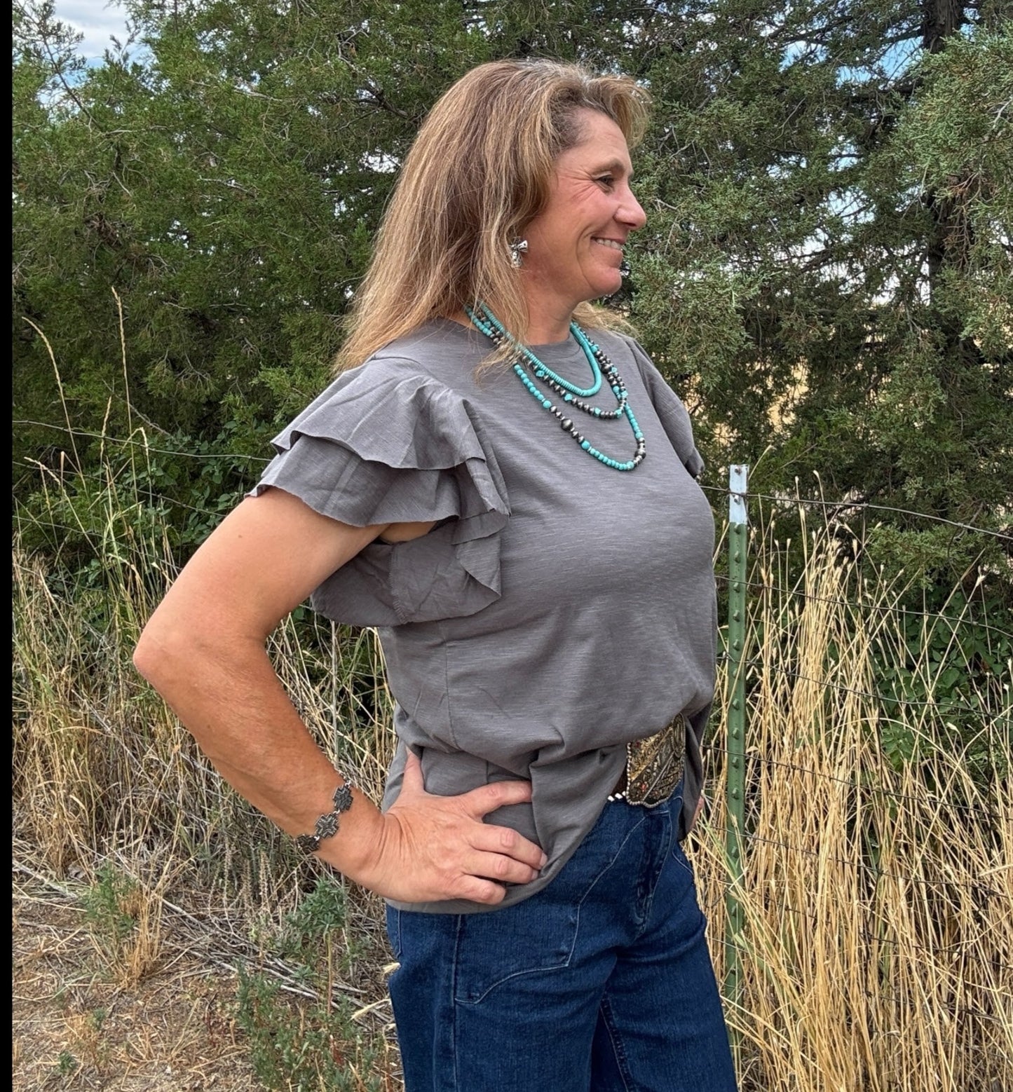 Ruffled & Ready Tee - Dirt Roads and Dreams Western Boutique