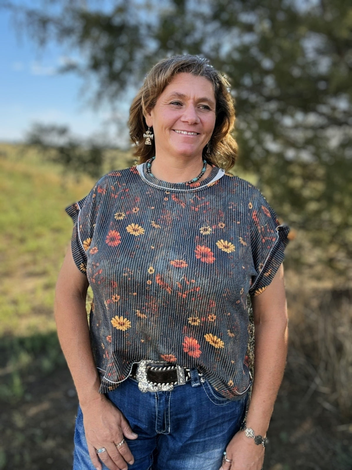 Rust Bloom Top - Dirt Roads and Dreams Western Boutique