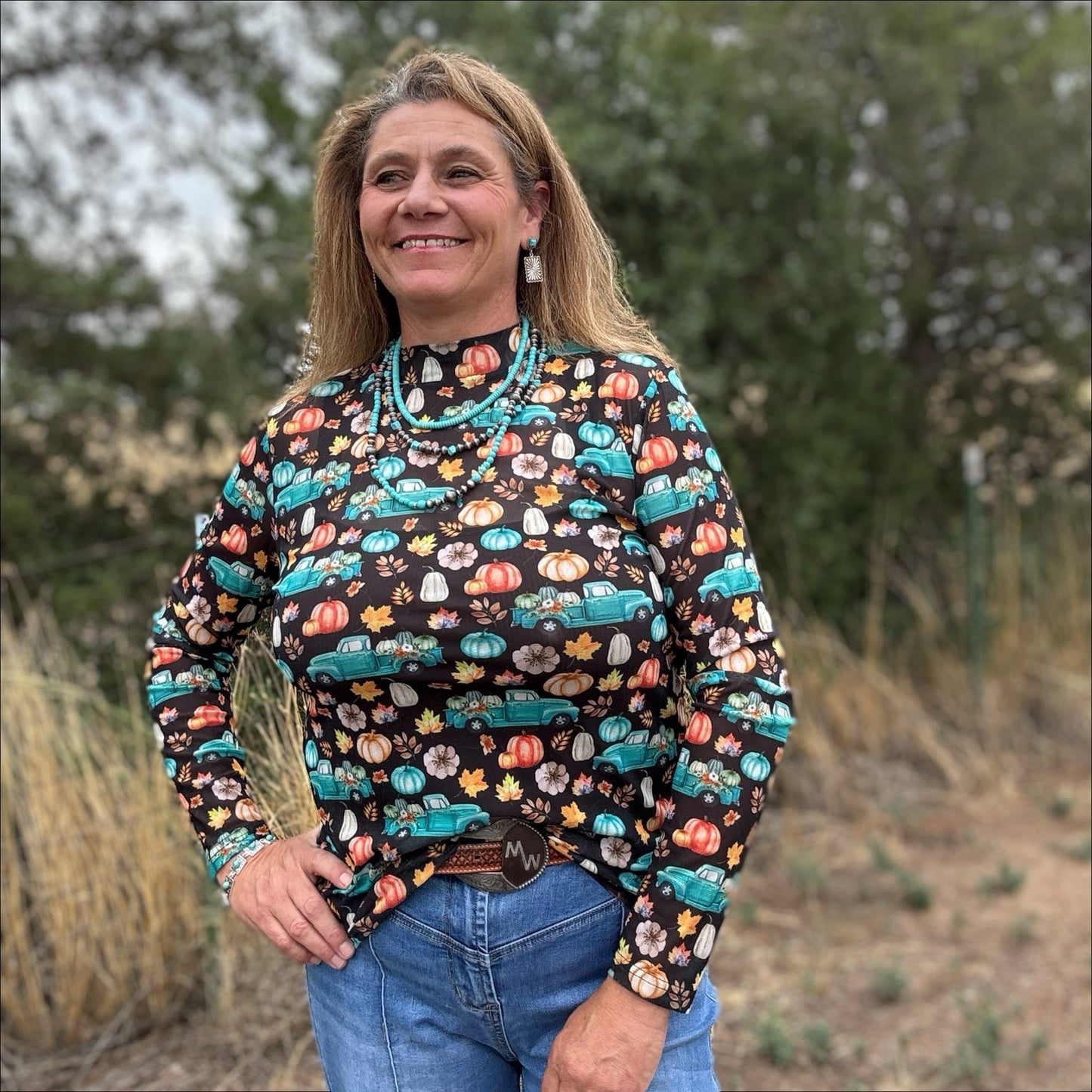 Take Me To The Pumpkin Patch Mesh Top - Dirt Roads and Dreams Western Boutique