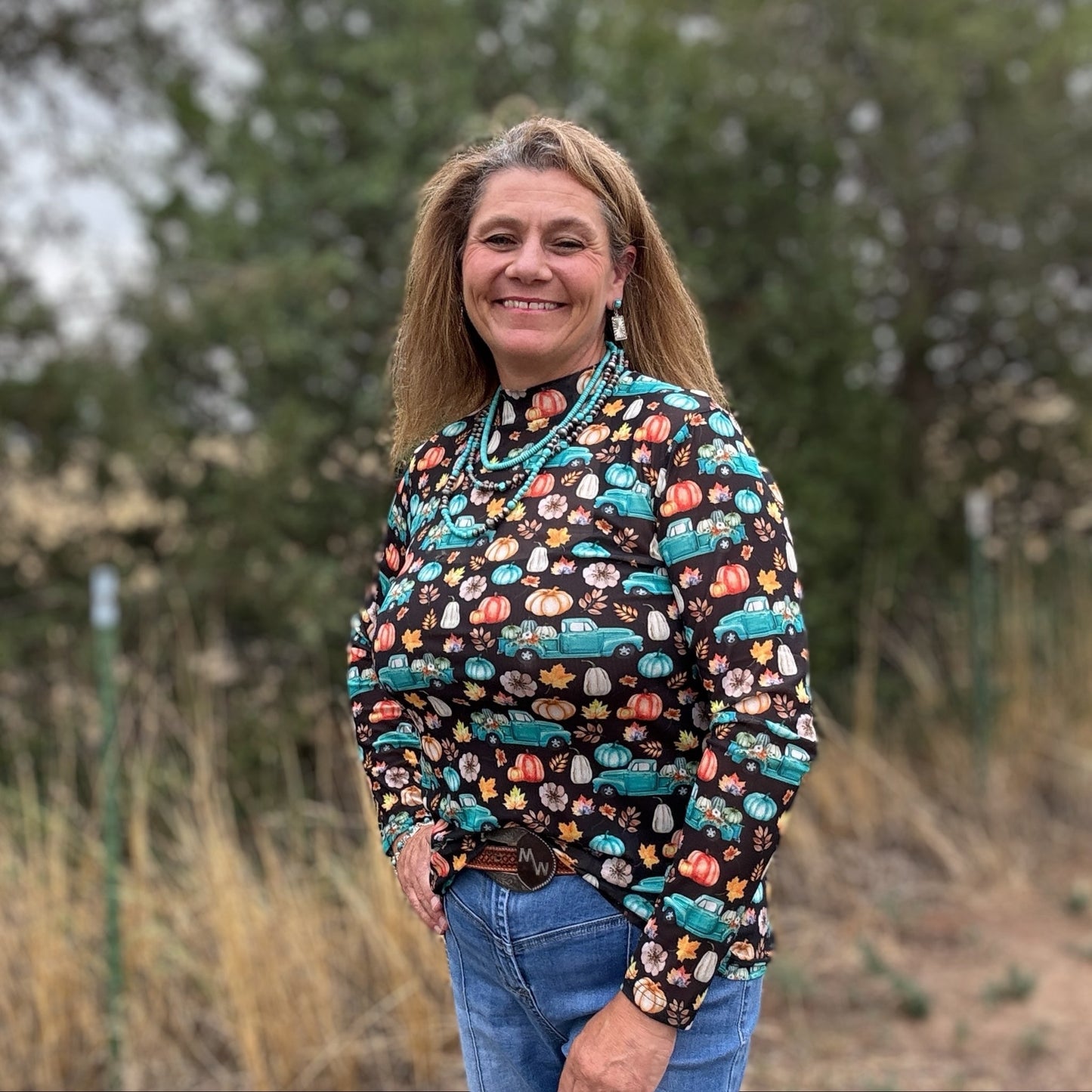 Take Me To The Pumpkin Patch Mesh Top - Dirt Roads and Dreams Western Boutique