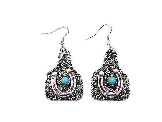 Western Horseshoe Cattle Tag Earring - Dirt Roads and Dreams Western Boutique