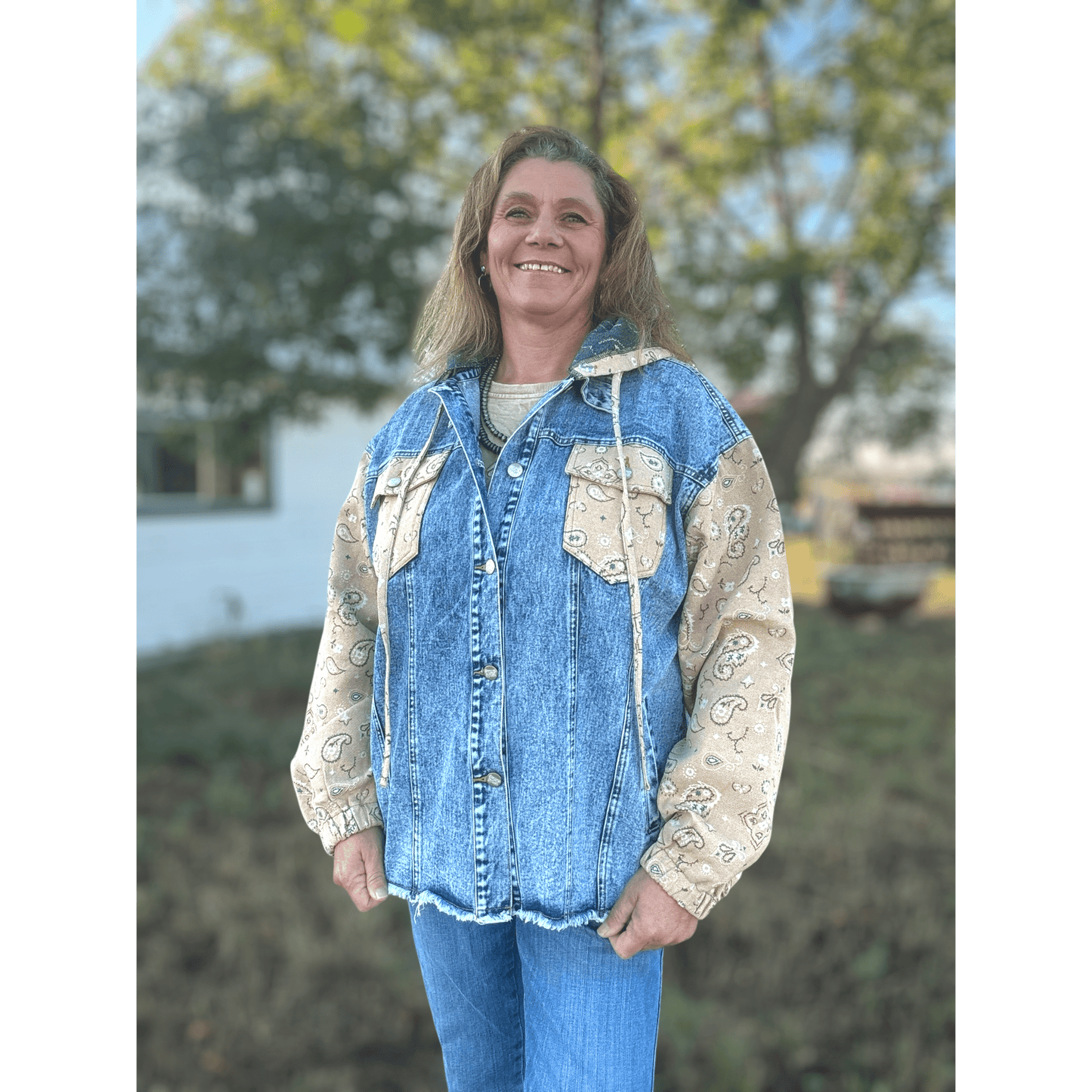 Bandana Country Denim Shacket - Dirt Roads and Dreams Western Boutique