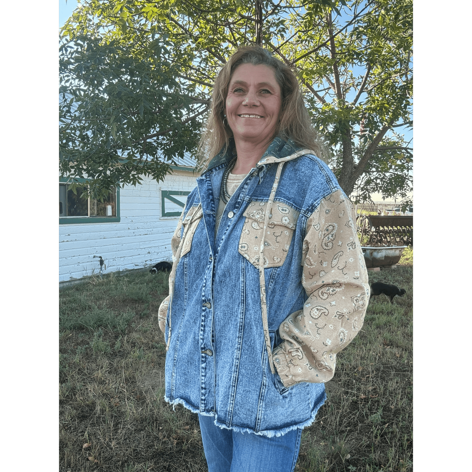 Bandana Country Denim Shacket - Dirt Roads and Dreams Western Boutique