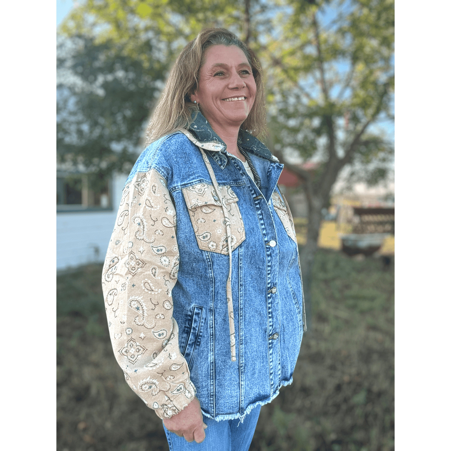Bandana Country Denim Shacket - Dirt Roads and Dreams Western Boutique