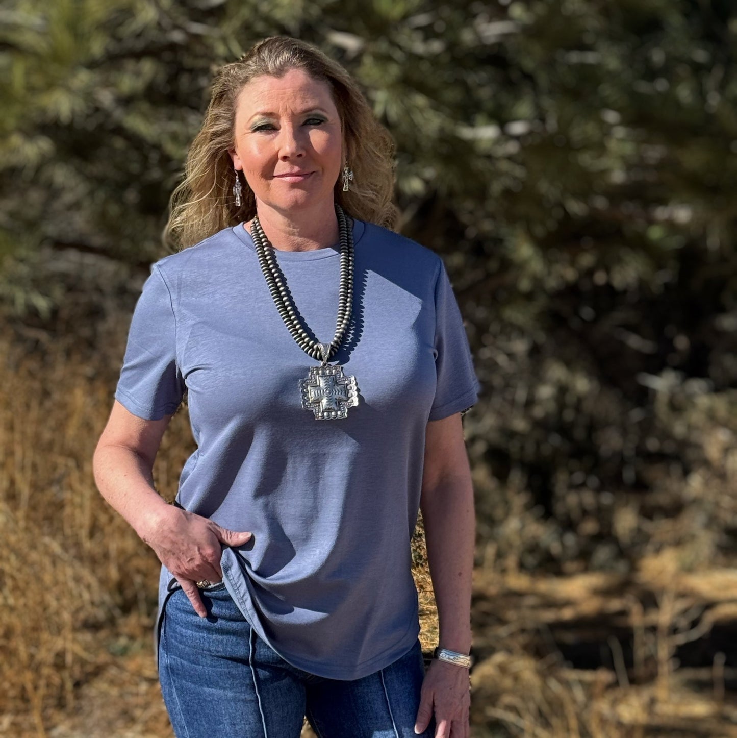 Cloud Basic Free Tee Denim - Dirt Roads and Dreams Western Boutique