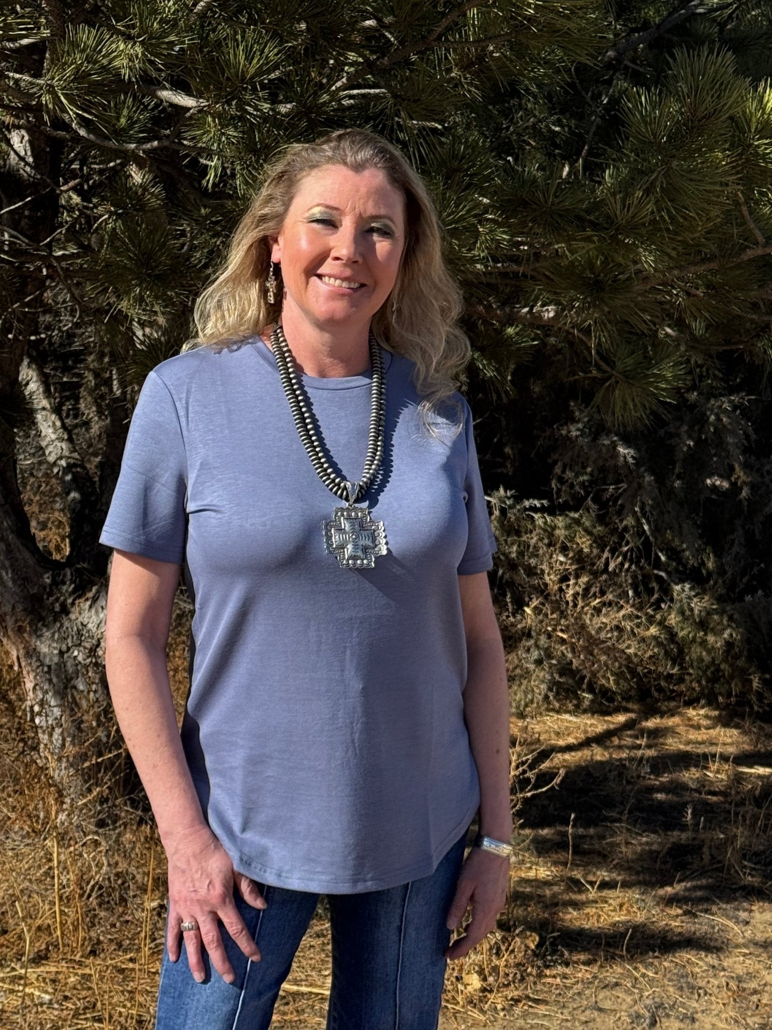 Cloud Basic Free Tee Denim - Dirt Roads and Dreams Western Boutique