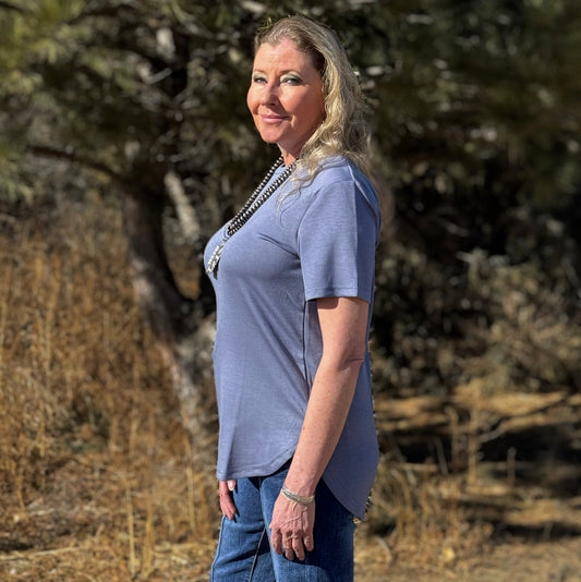 Cloud Basic Free Tee Denim - Dirt Roads and Dreams Western Boutique