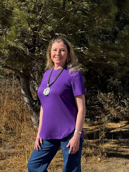 Cloud Basic Free Tee Purple - Dirt Roads and Dreams Western Boutique
