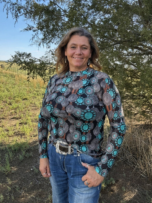 Concho Queen Mesh Top - Dirt Roads and Dreams Western Boutique