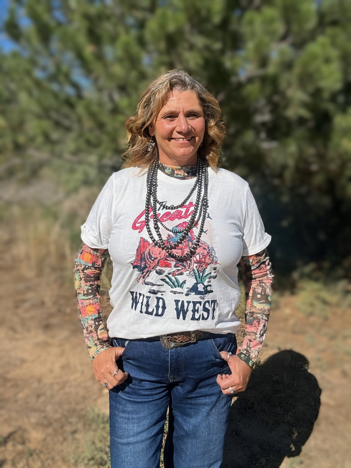 Cosmic Cowgirl Long Sleeve Mesh Top - Dirt Roads and Dreams Western Boutique
