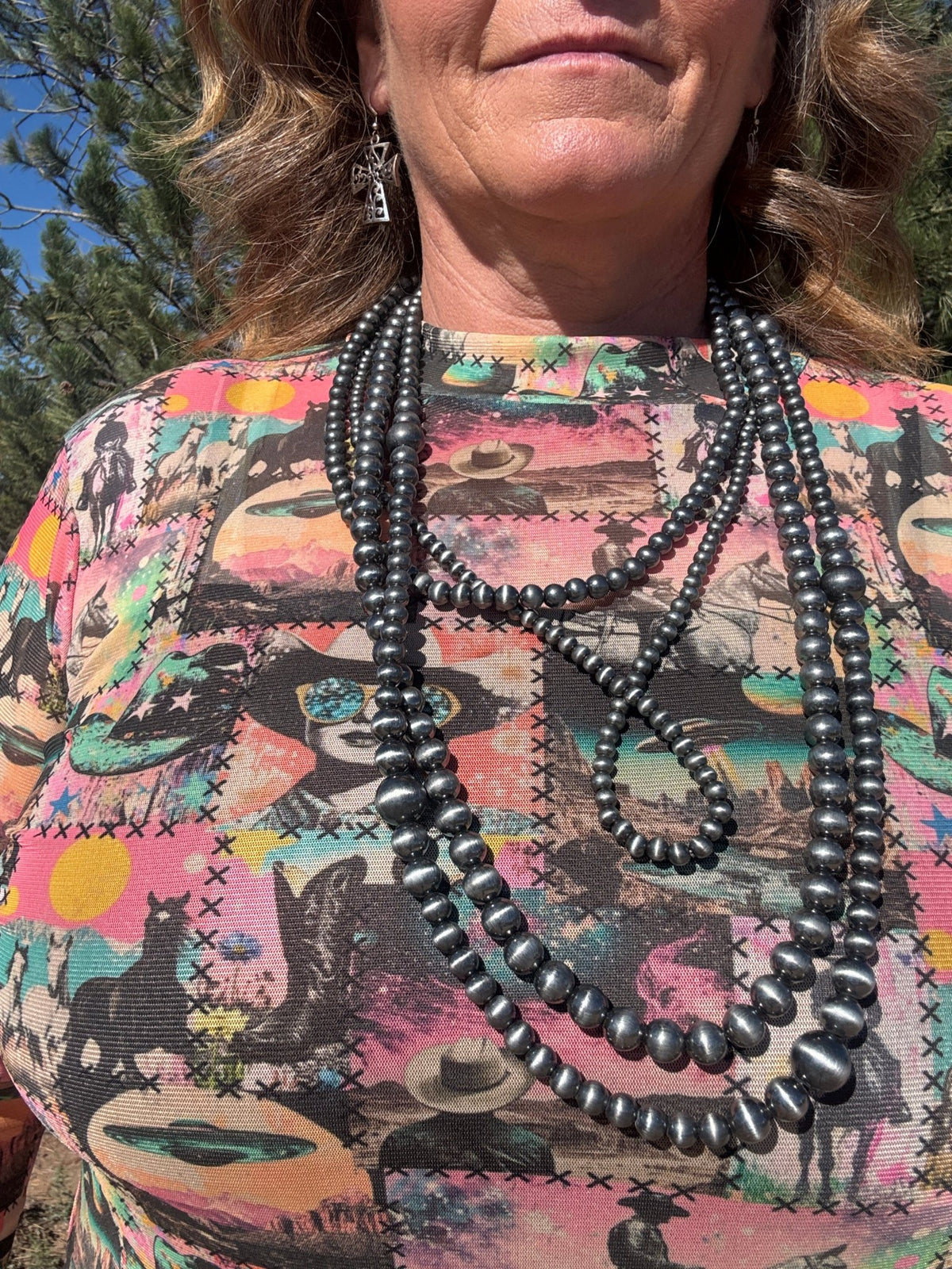 Cosmic Cowgirl Long Sleeve Mesh Top - Dirt Roads and Dreams Western Boutique