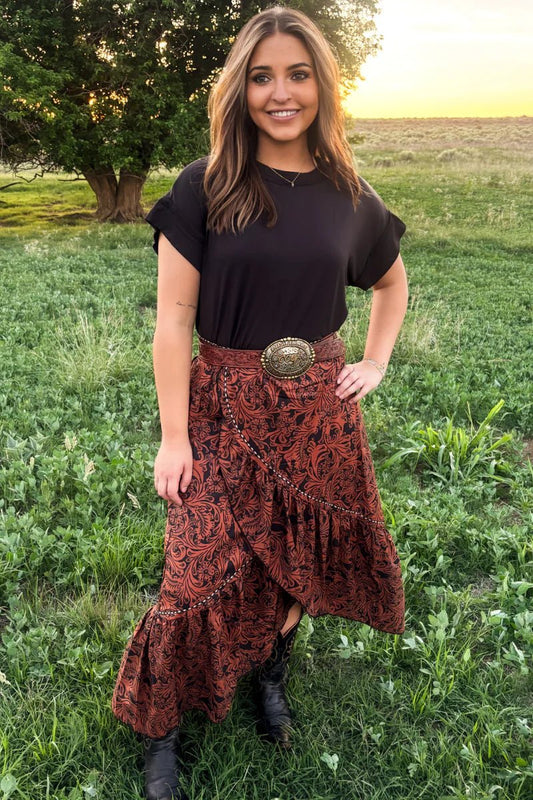 Country Tooled Skirt - Dirt Roads and Dreams Western Boutique
