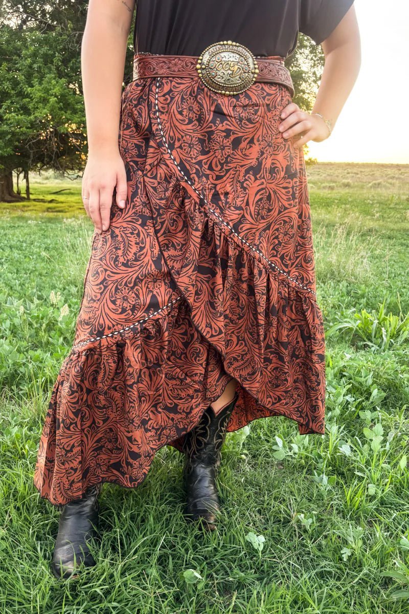 Country Tooled Skirt - Dirt Roads and Dreams Western Boutique