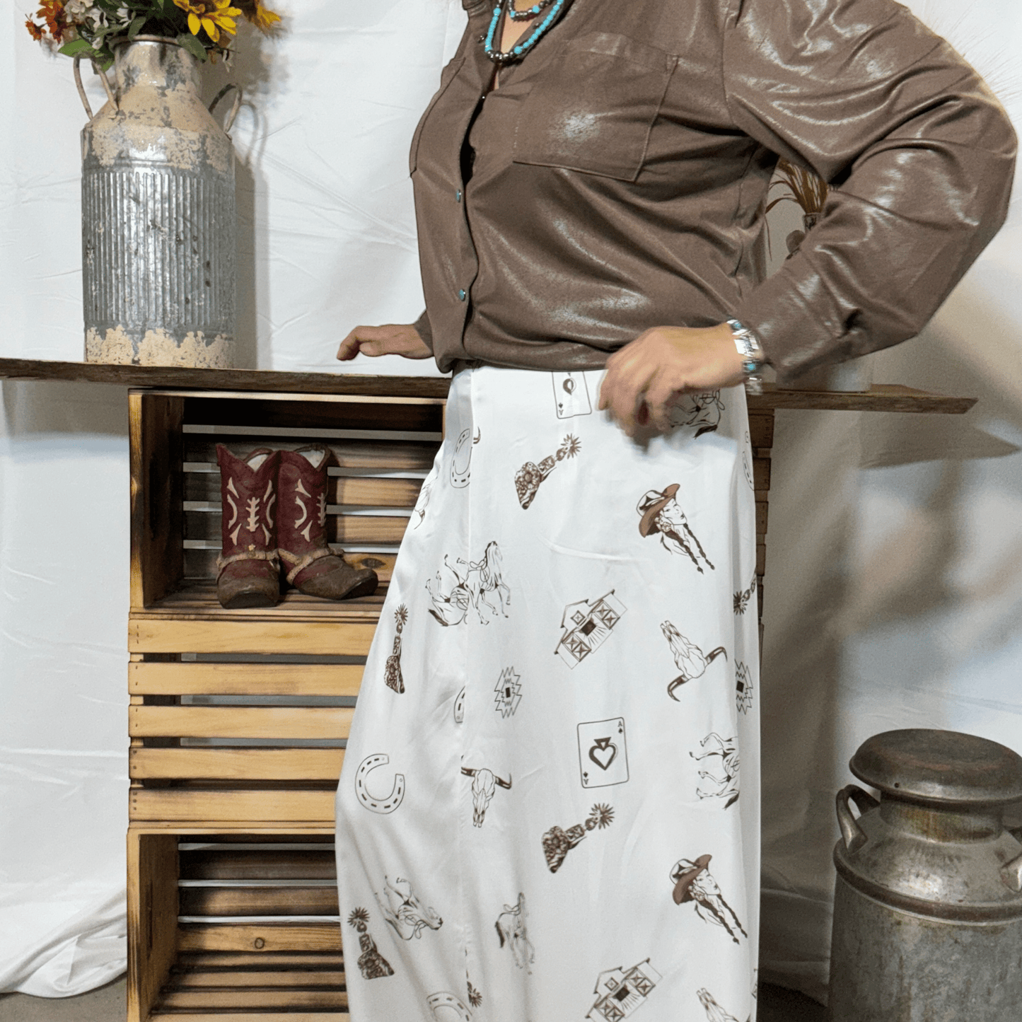 Cowgirl Dreamin' Satin Skirt - Dirt Roads and Dreams Western Boutique