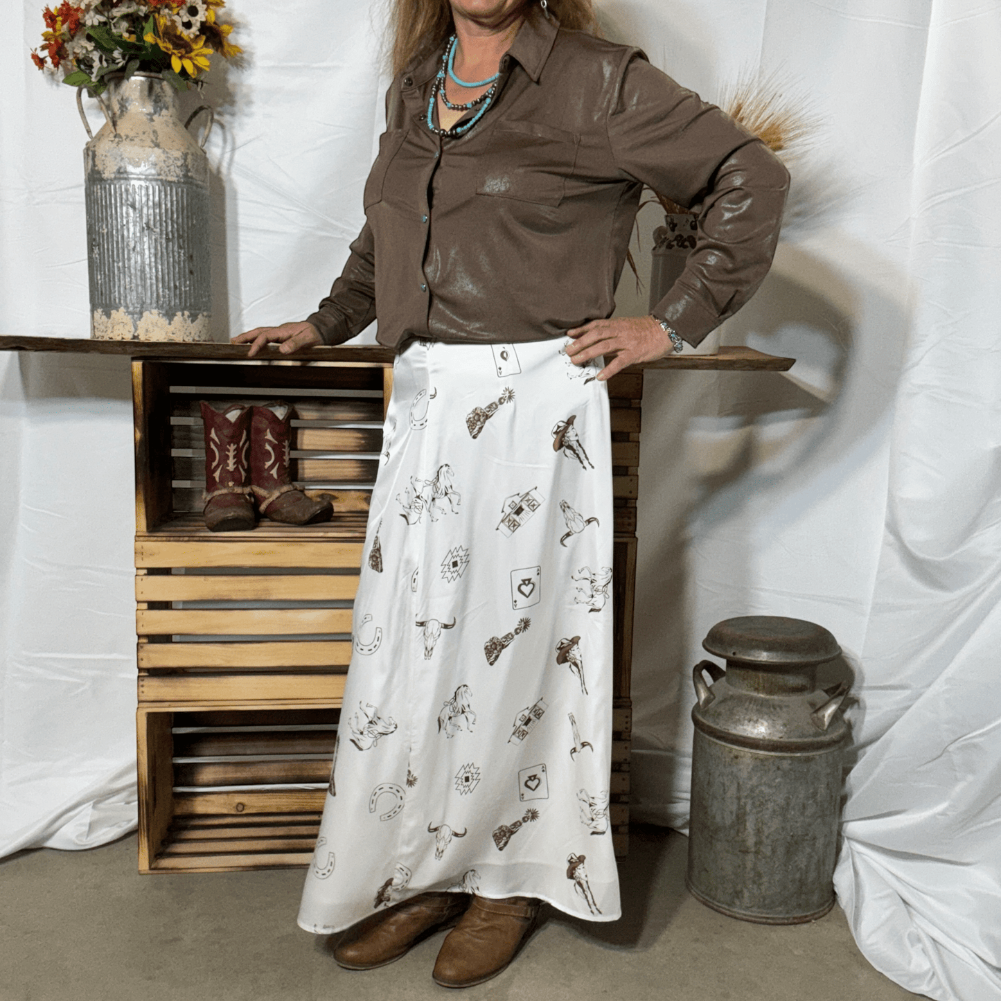 Cowgirl Dreamin' Satin Skirt - Dirt Roads and Dreams Western Boutique