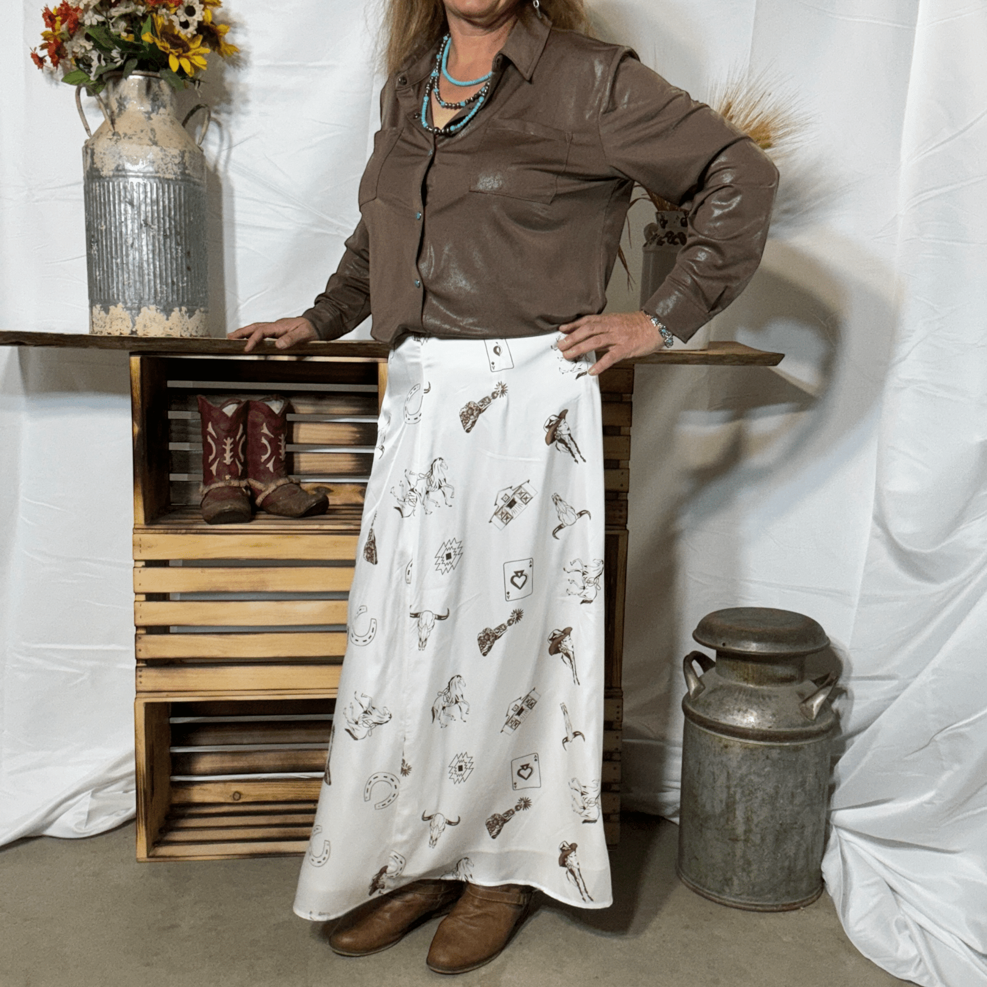Cowgirl Dreamin' Satin Skirt - Dirt Roads and Dreams Western Boutique