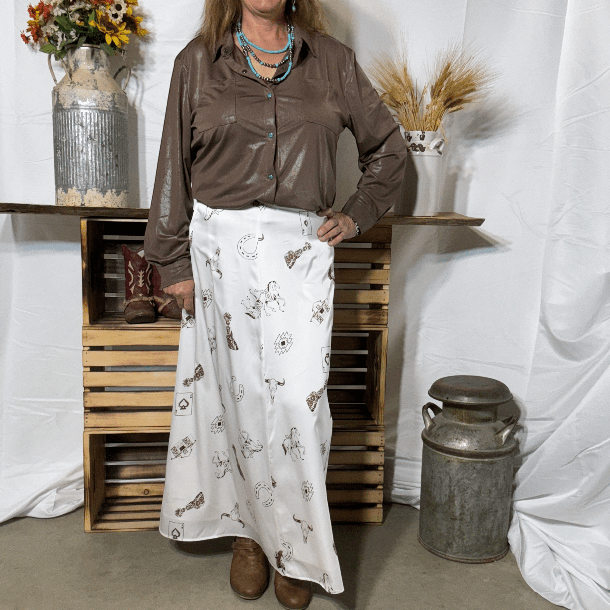 Cowgirl Dreamin' Satin Skirt - Dirt Roads and Dreams Western Boutique