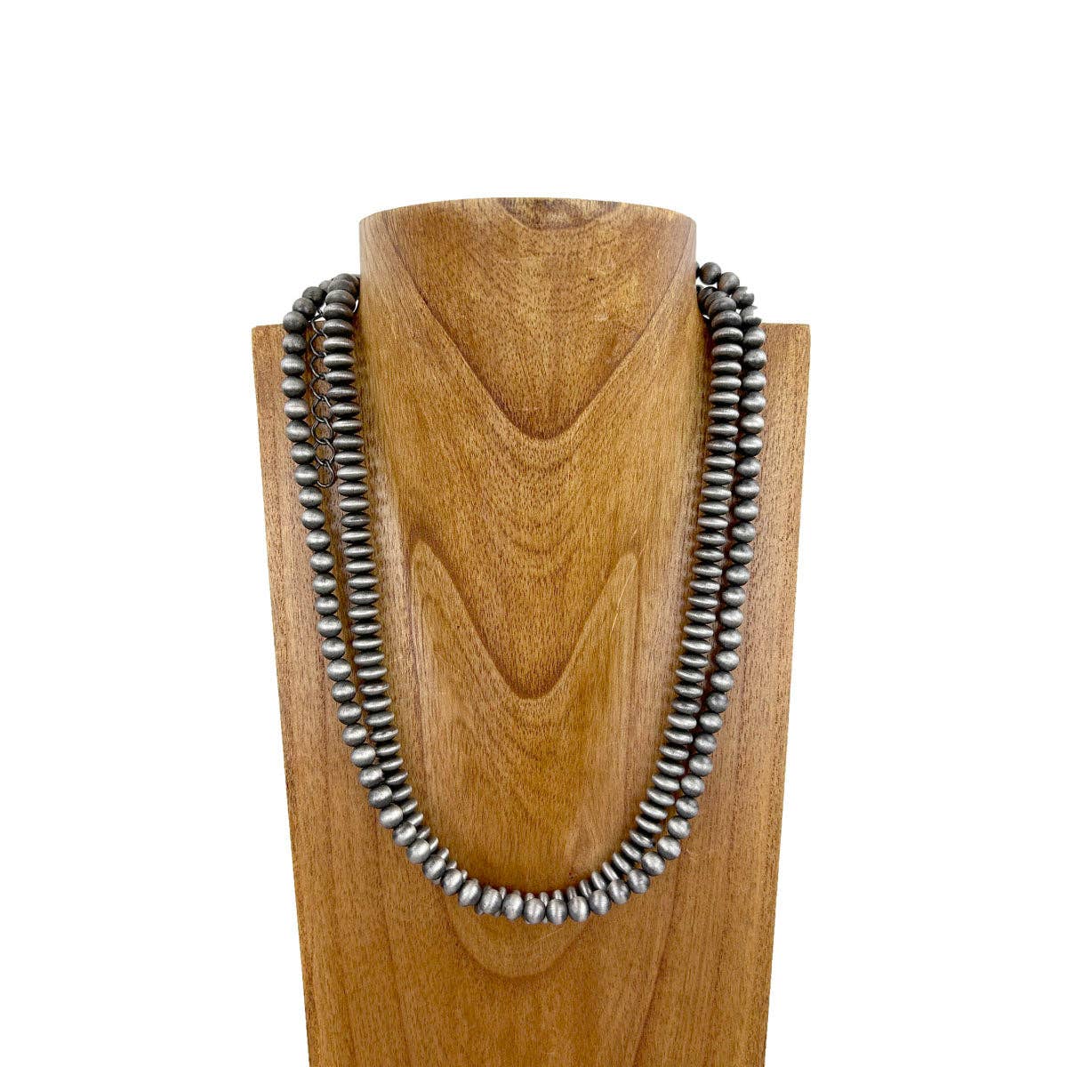 double strings silver Navajo pearl bead necklace - Dirt Roads and Dreams Western Boutique