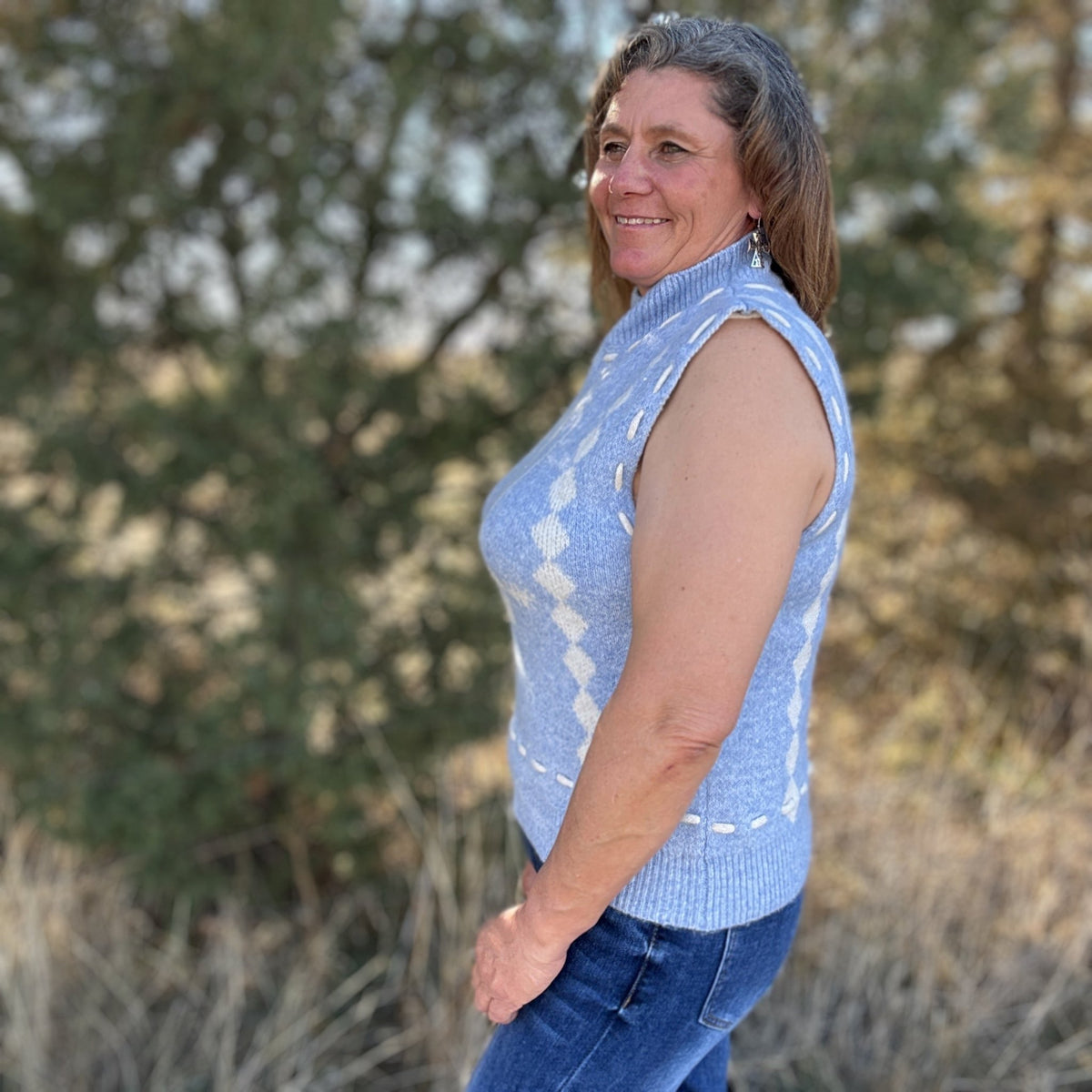 Dusty Blue Rancher Sweater Vest - Dirt Roads and Dreams Western Boutique