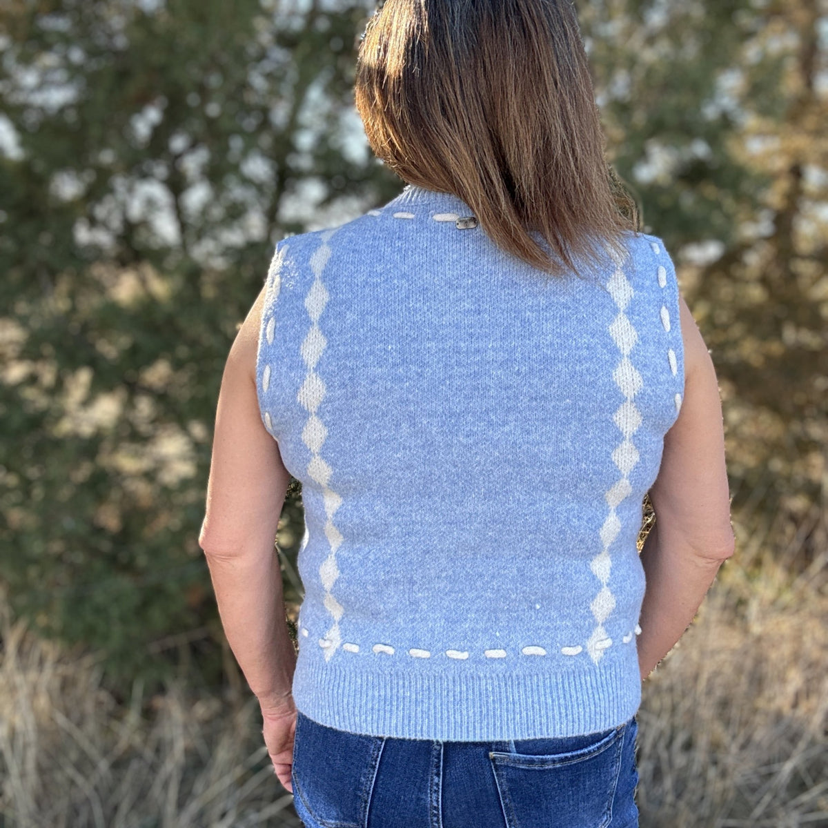 Dusty Blue Rancher Sweater Vest - Dirt Roads and Dreams Western Boutique