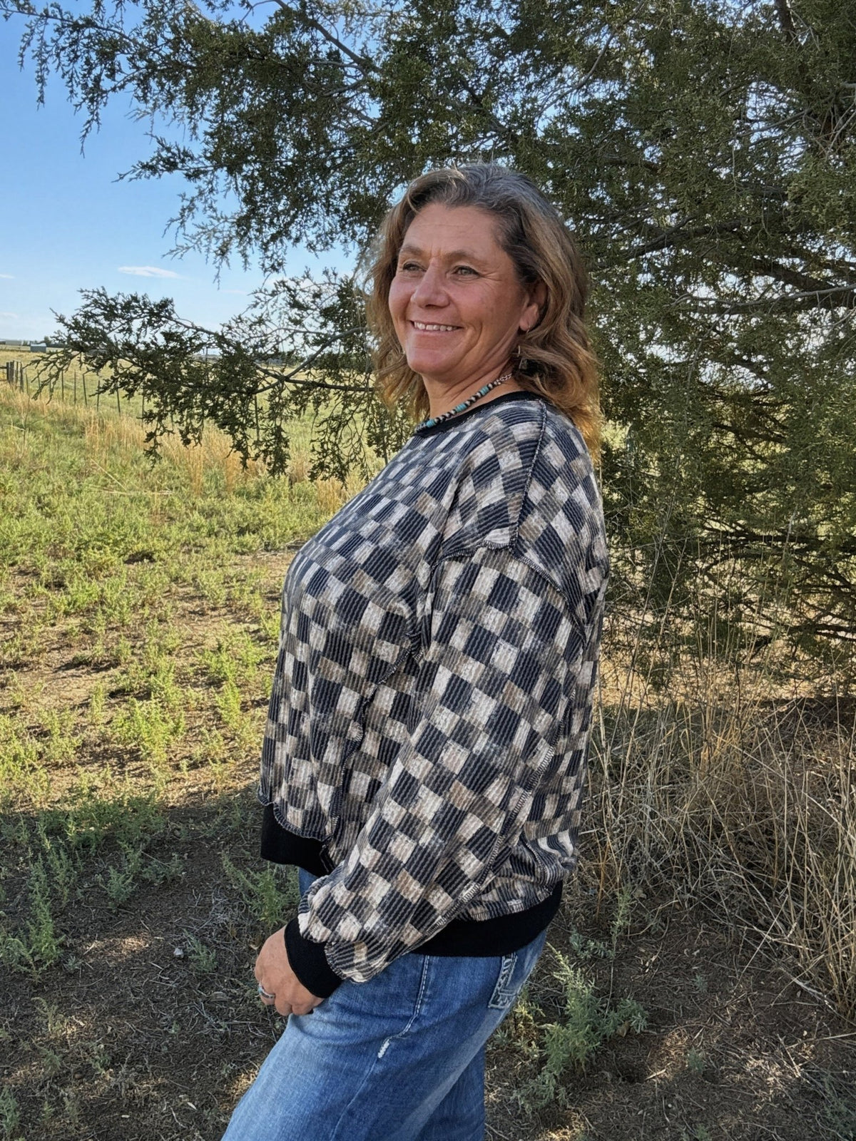 Dusty Check Long Sleeve Top - Dirt Roads and Dreams Western Boutique