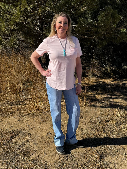 Handy As A Pocket Tee Blush'n - Dirt Roads and Dreams Western Boutique