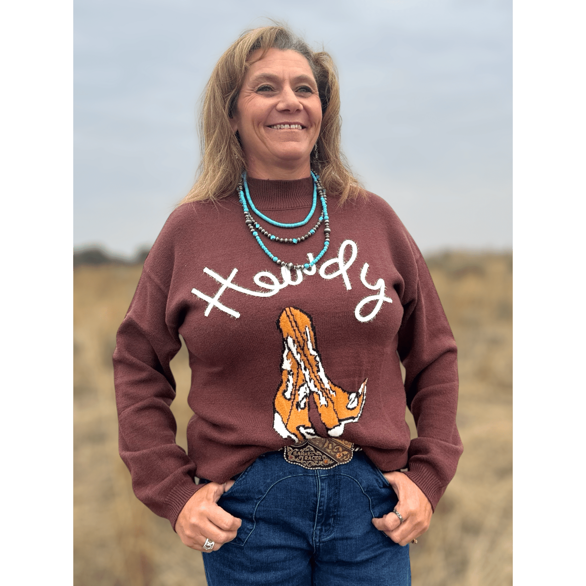 Howdy Boots Sweater - Dirt Roads and Dreams Western Boutique