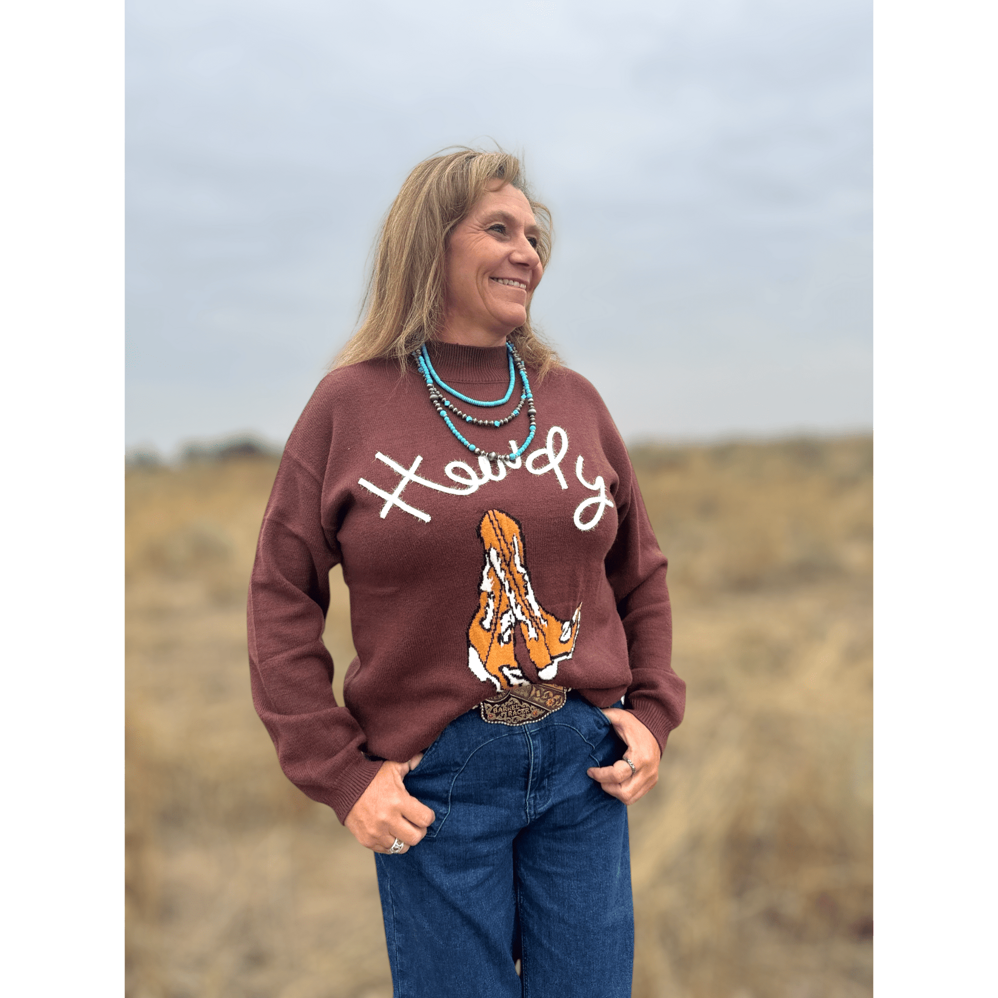 Howdy Boots Sweater - Dirt Roads and Dreams Western Boutique