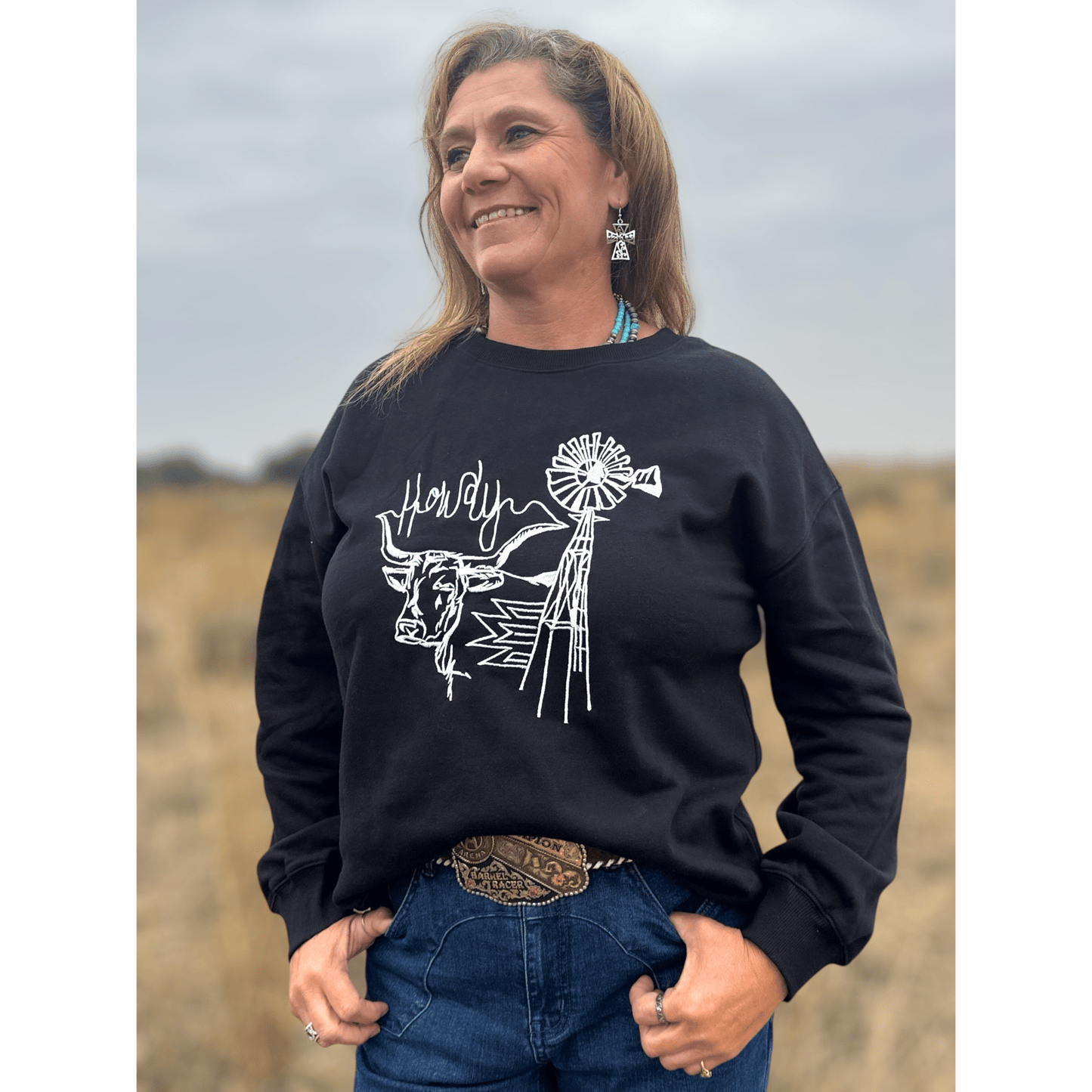 Howdy Windmill Sweatshirt - Dirt Roads and Dreams Western Boutique