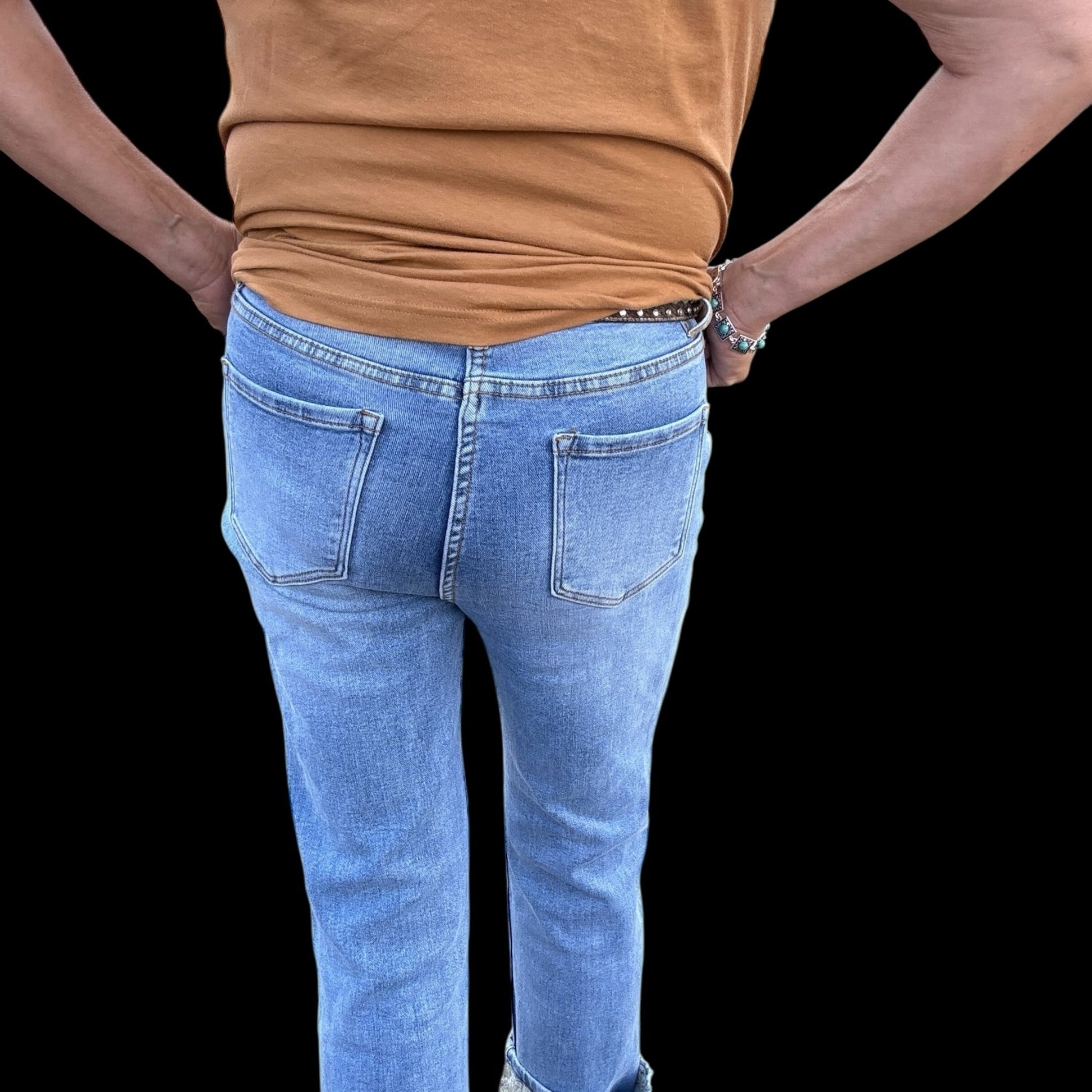 Kreek Embroidered Cuffed Jeans - Dirt Roads and Dreams Western Boutique