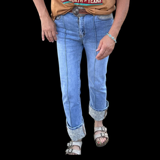 Kreek Embroidered Cuffed Jeans - Dirt Roads and Dreams Western Boutique