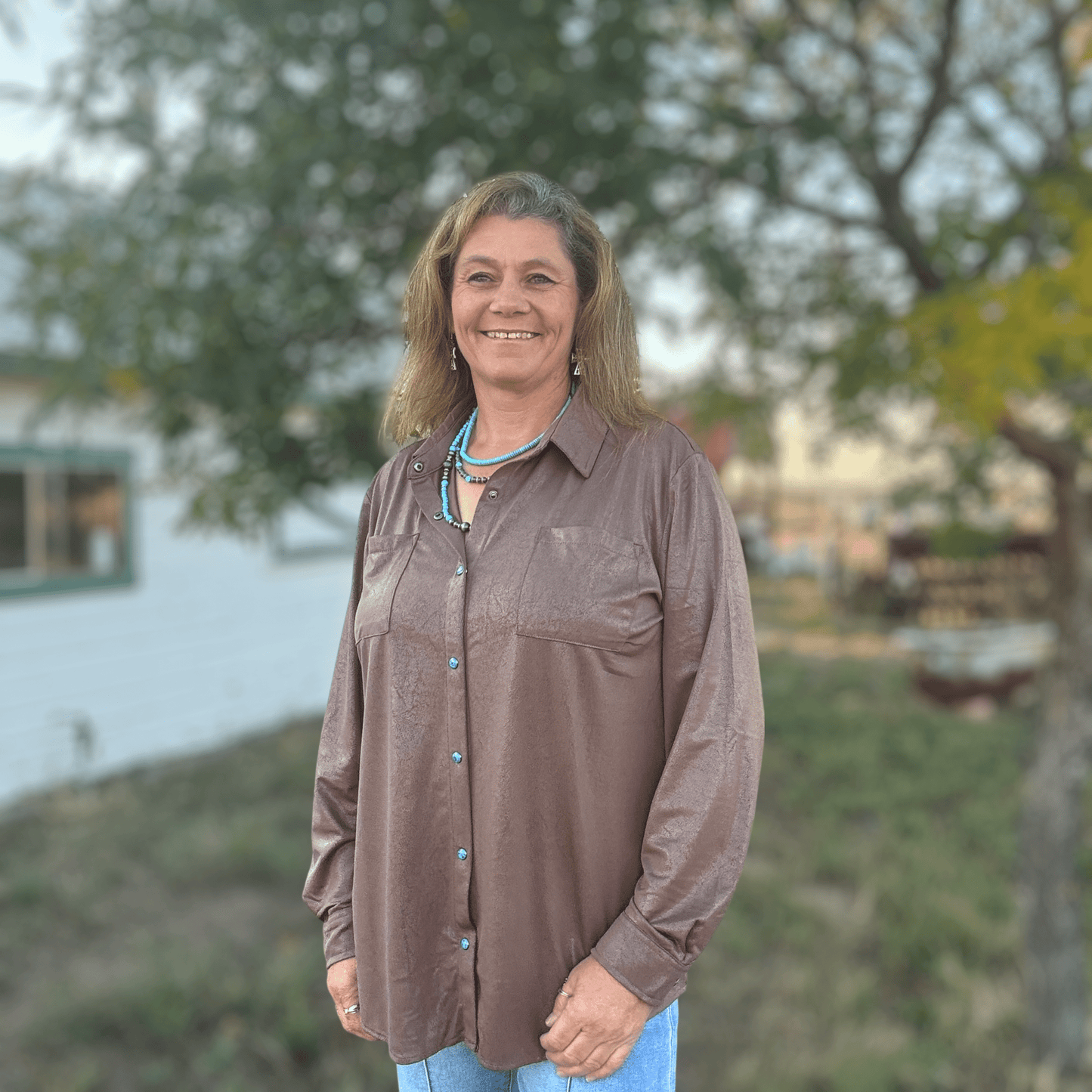 Leather Lux Button Up - Dirt Roads and Dreams Western Boutique