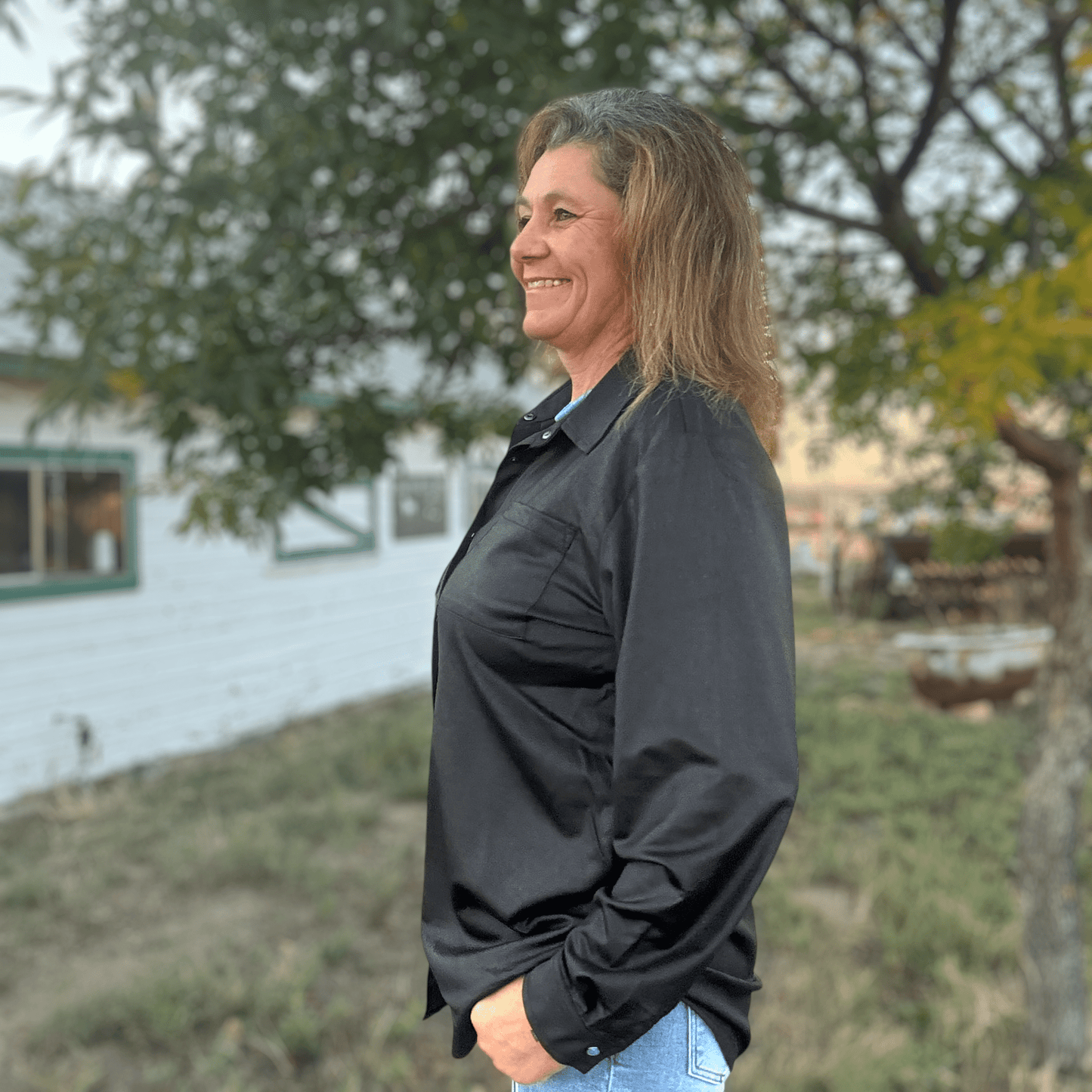 Leather Lux Button Up - Dirt Roads and Dreams Western Boutique