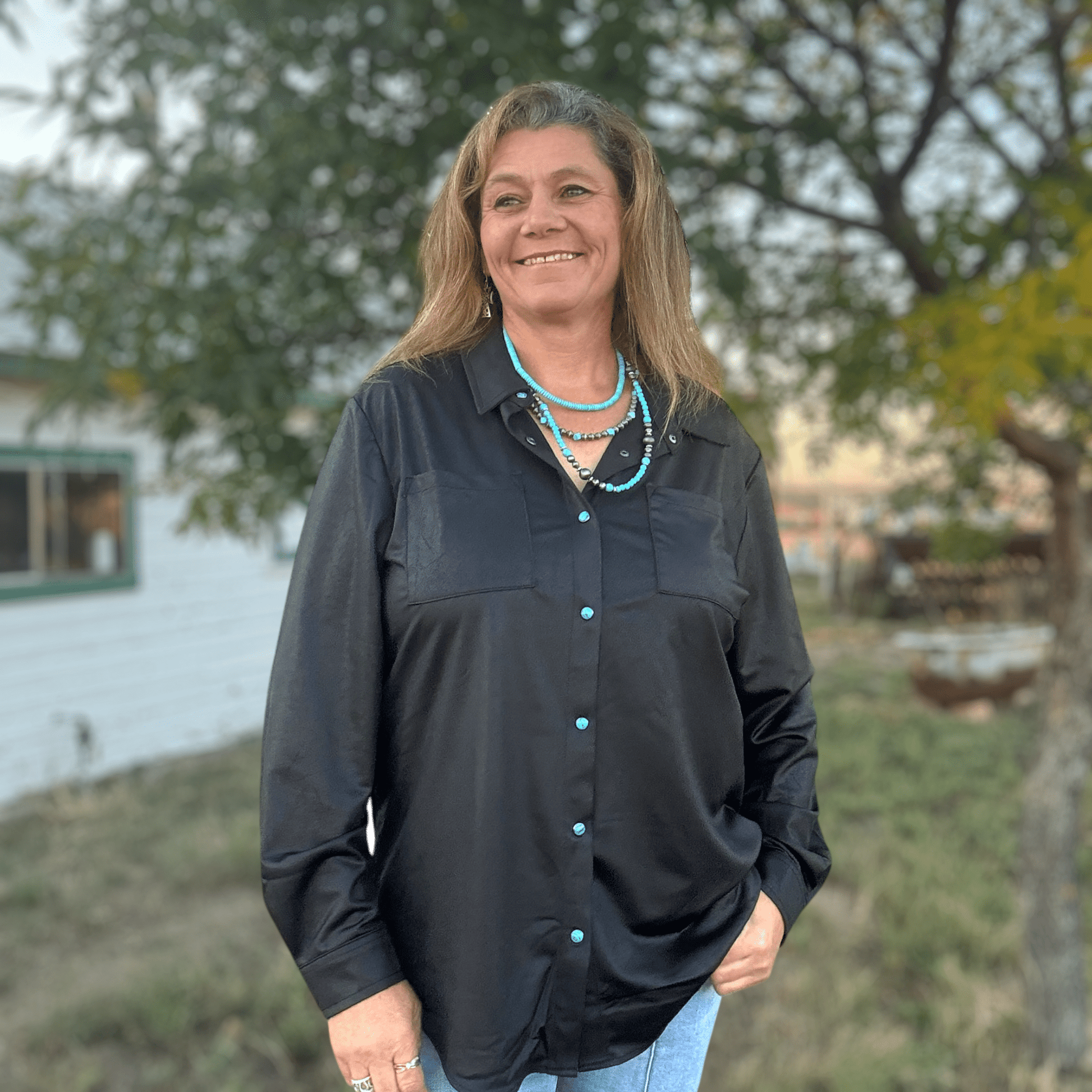 Leather Lux Button Up - Dirt Roads and Dreams Western Boutique