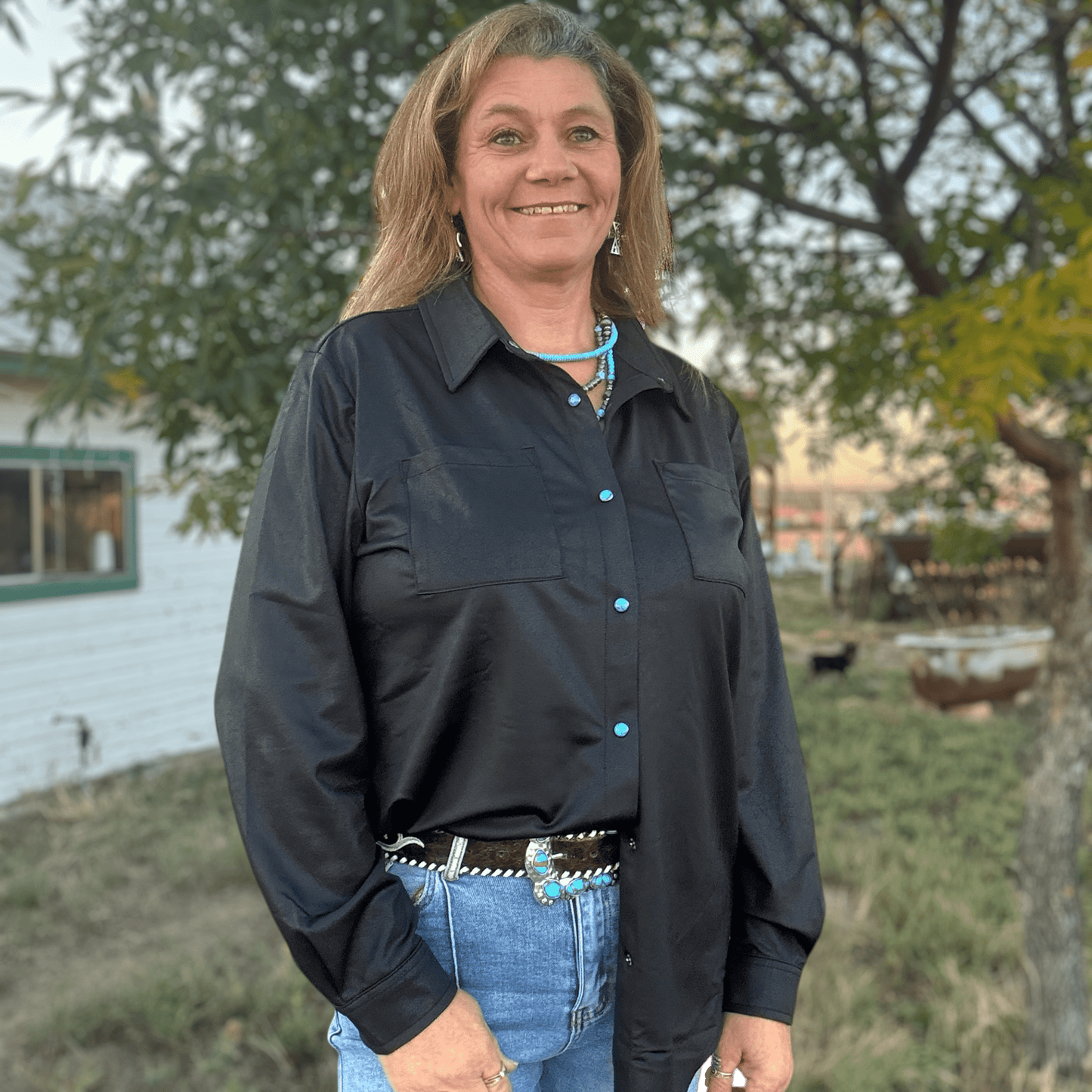 Leather Lux Button Up - Dirt Roads and Dreams Western Boutique