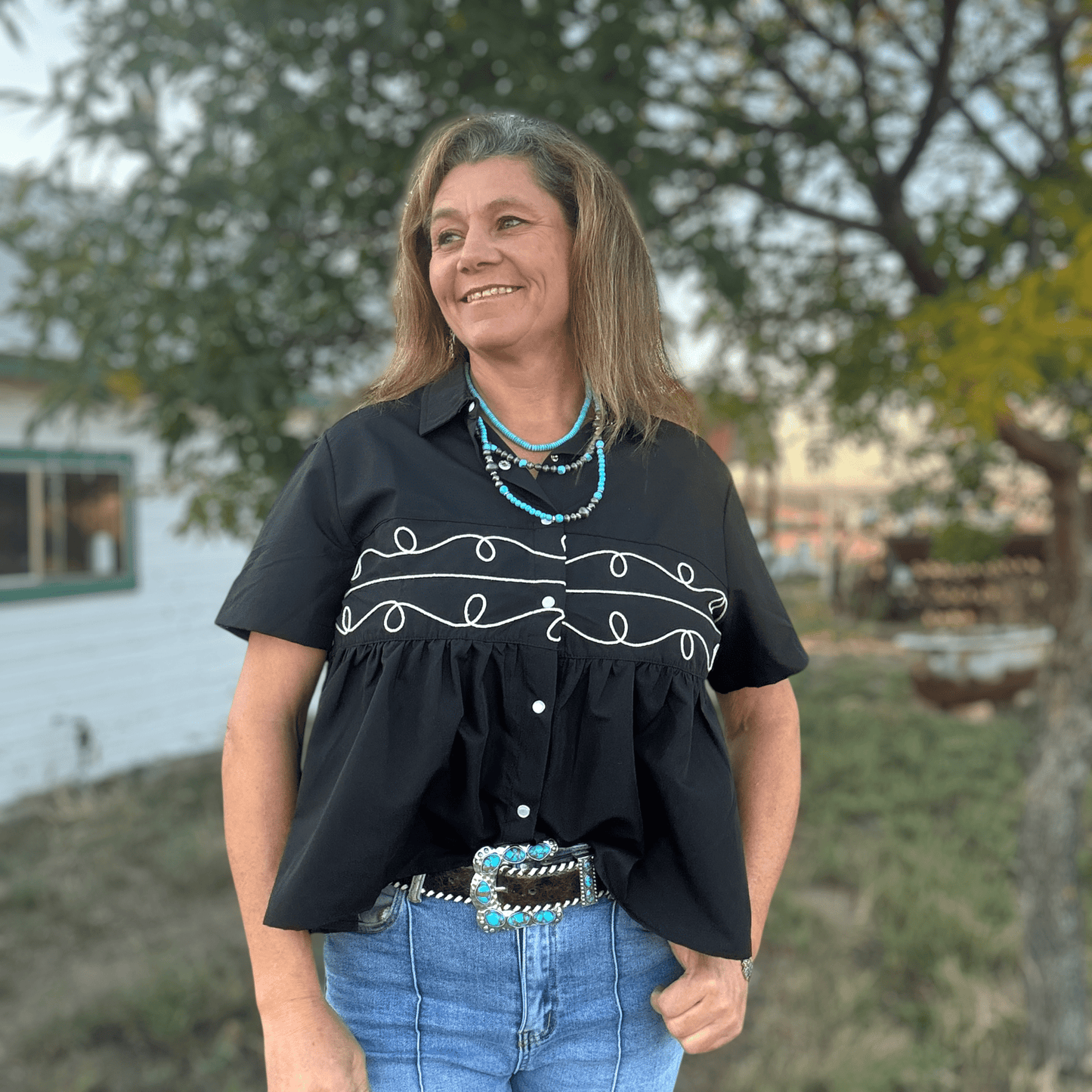 Loopty Lou Short Sleeve – Midnight - Dirt Roads and Dreams Western Boutique