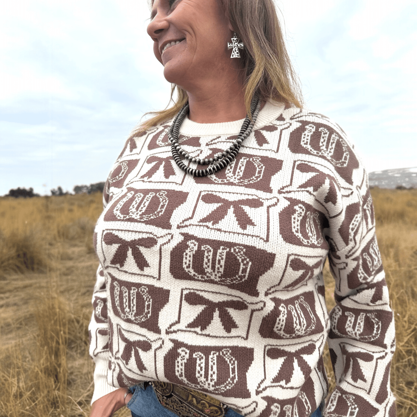 Lucky in Lace Sweater - Dirt Roads and Dreams Western Boutique