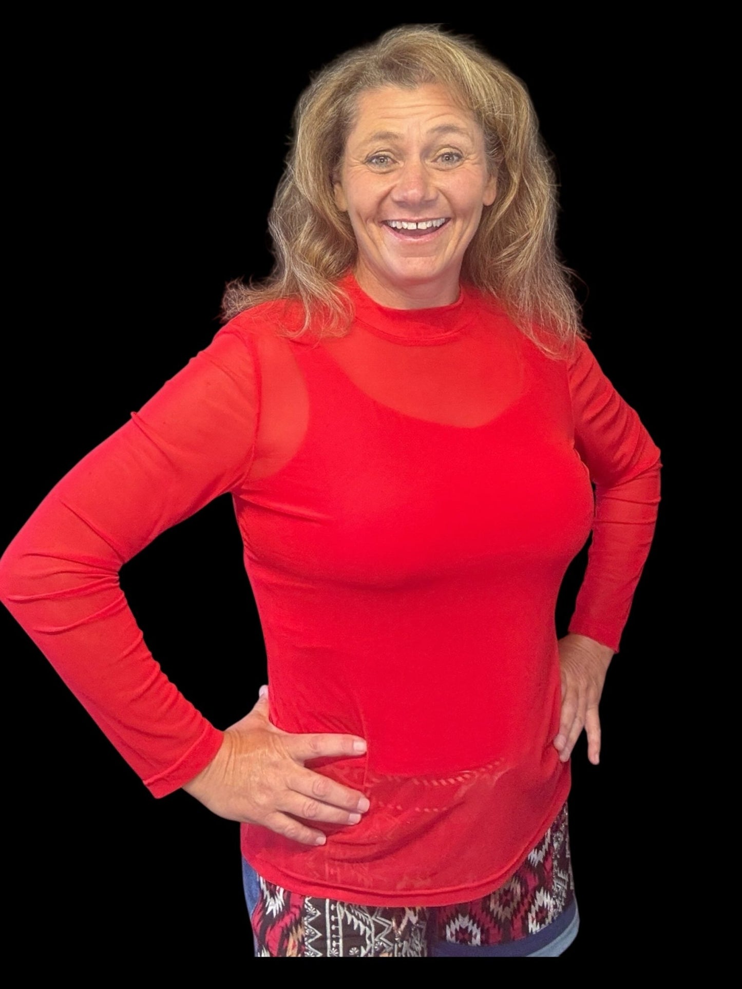 Meshed Out Red Top - Dirt Roads and Dreams Western Boutique
