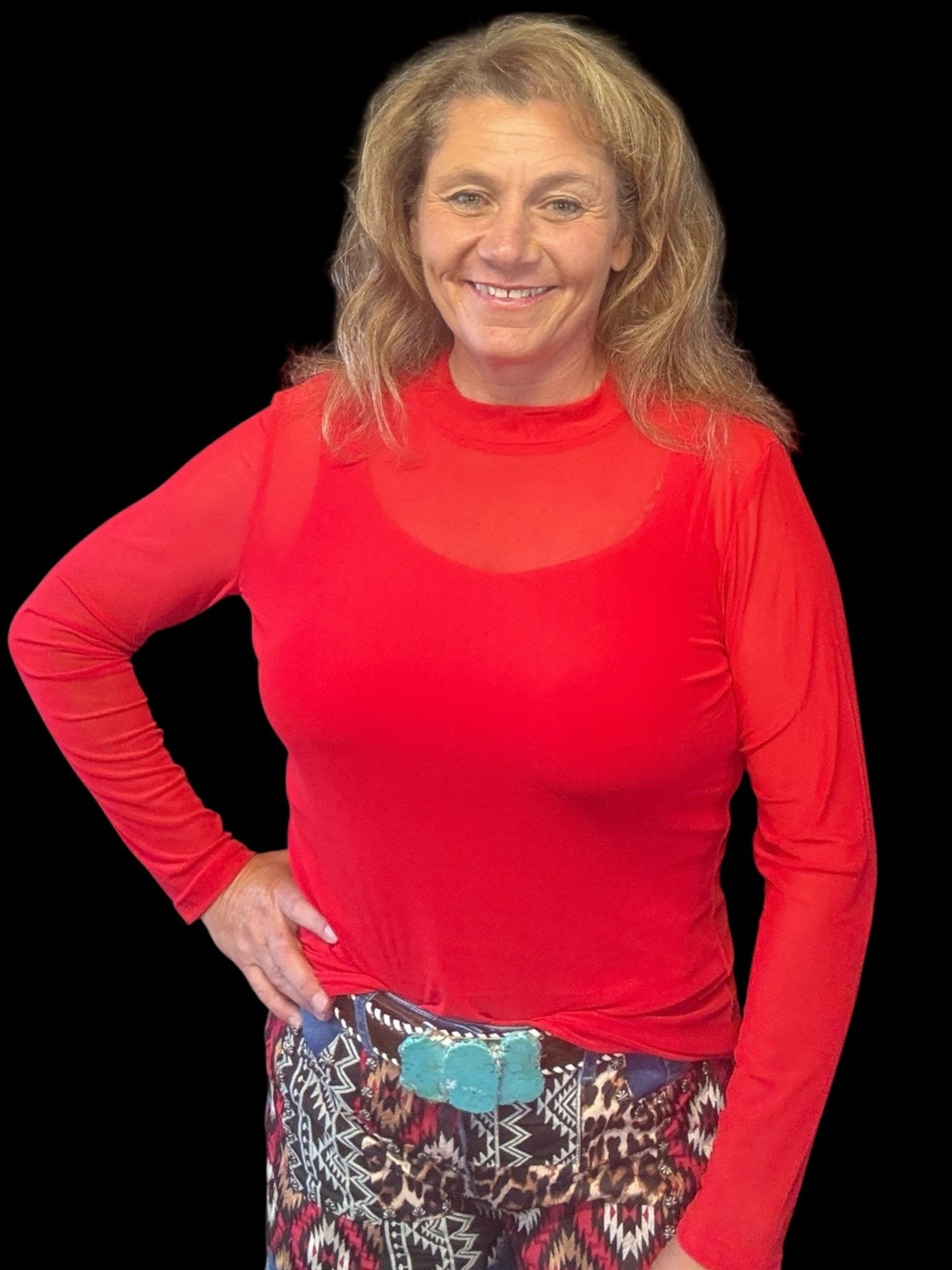 Meshed Out Red Top - Dirt Roads and Dreams Western Boutique