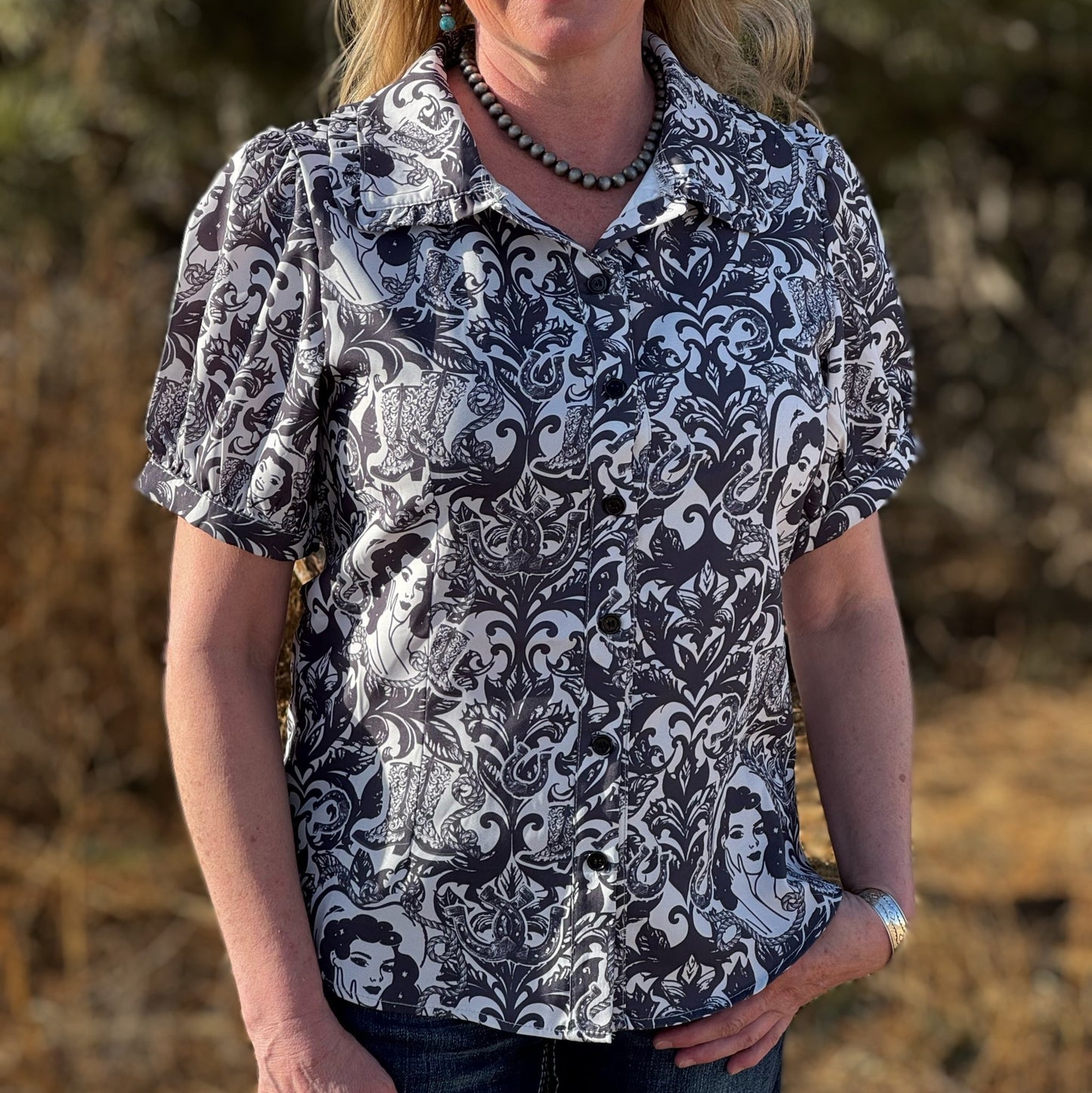 Midnight Story Button - Up Top - Dirt Roads and Dreams Western Boutique