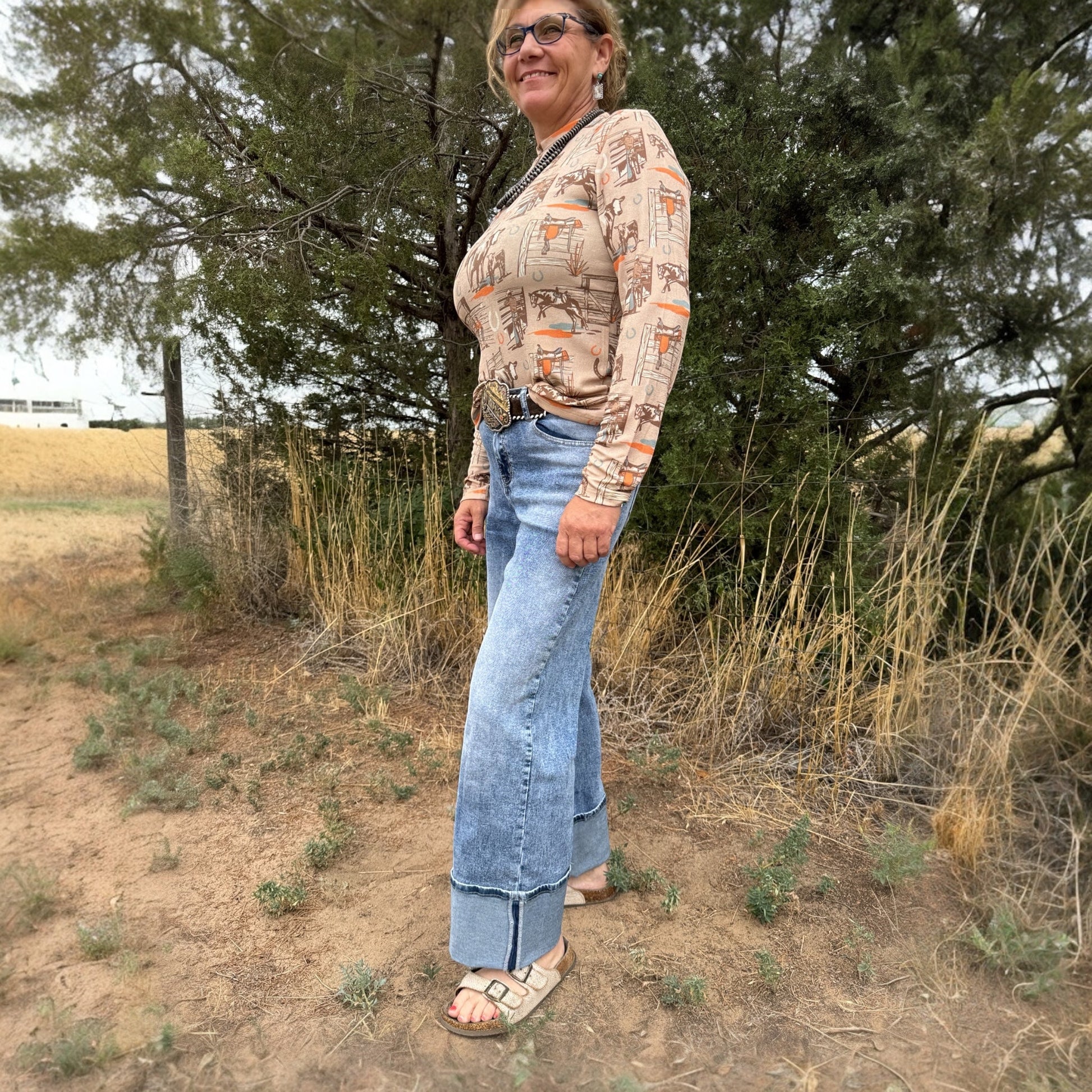 Mineral Washed Cuffed Jeans - Dirt Roads and Dreams Western Boutique