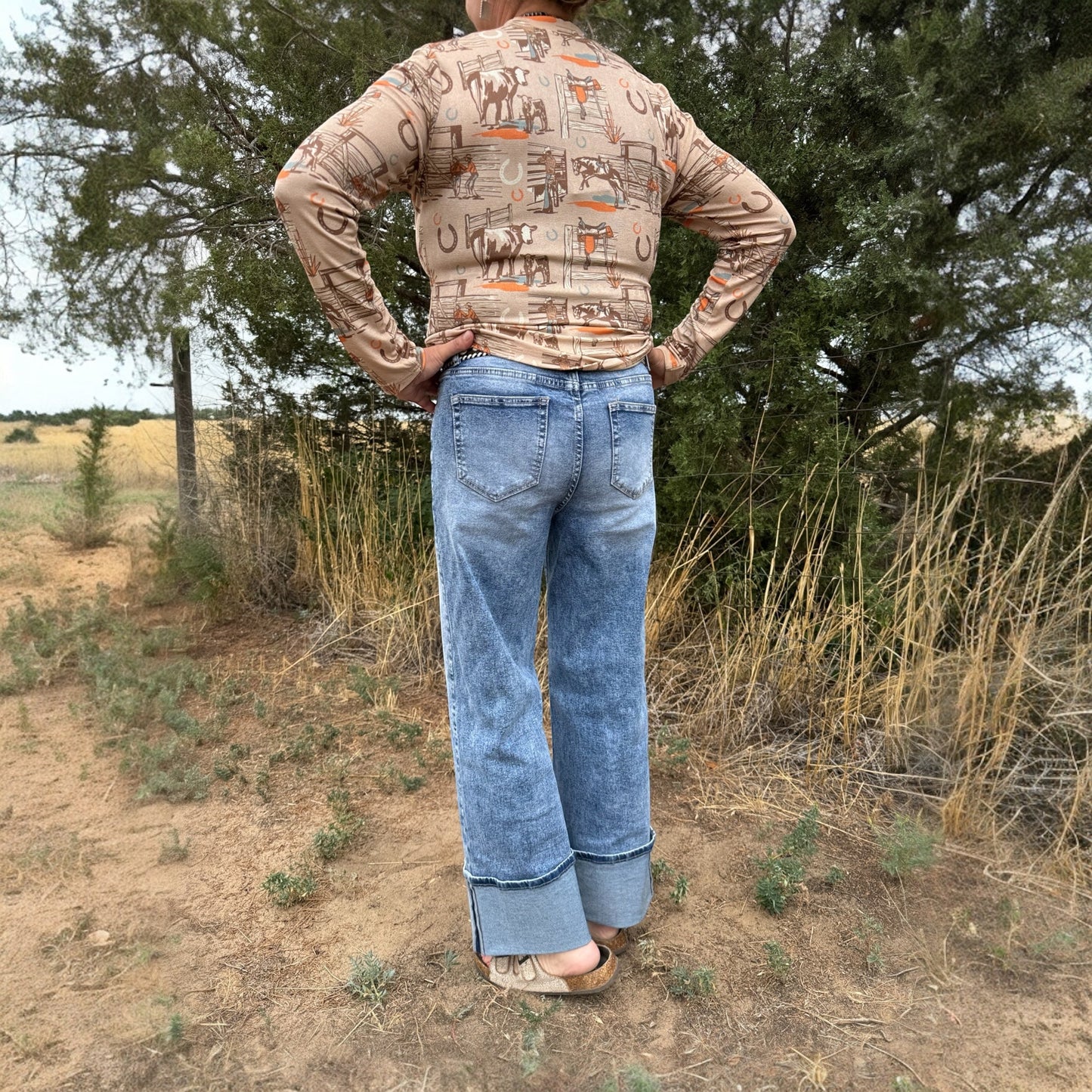 Mineral Washed Cuffed Jeans - Dirt Roads and Dreams Western Boutique