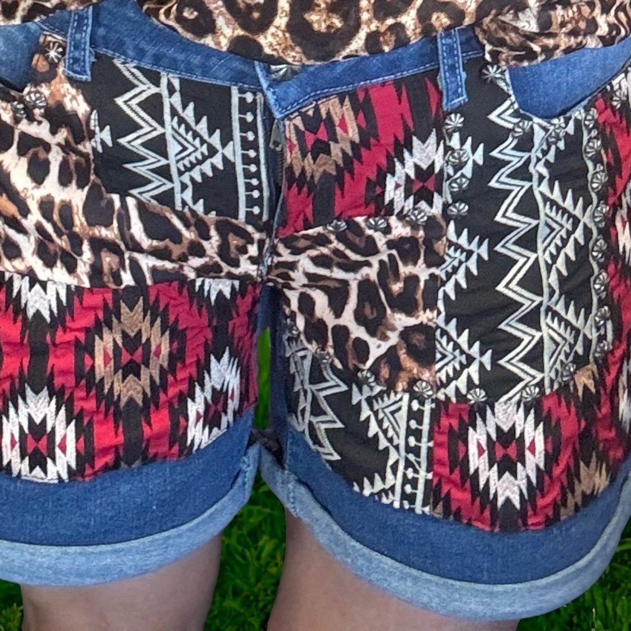 Patched Up Shorts - Leopard Long - Dirt Roads and Dreams Western Boutique