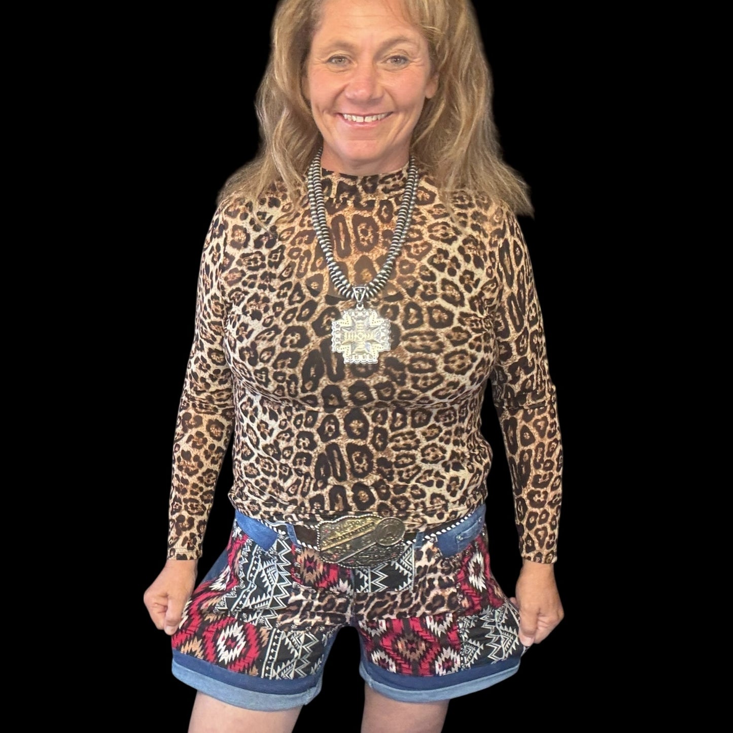 Patched Up Shorts - Leopard Long - Dirt Roads and Dreams Western Boutique