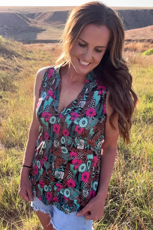 Pink Petal Tattoo Top - Dirt Roads and Dreams Western Boutique