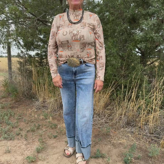 video of the Mineral Washed Cuffed Jeans describing the fit