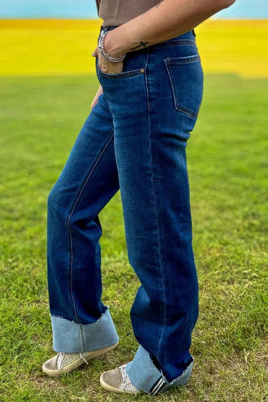 SK Cuffed Straight Leg Jeans - Dirt Roads and Dreams Western Boutique