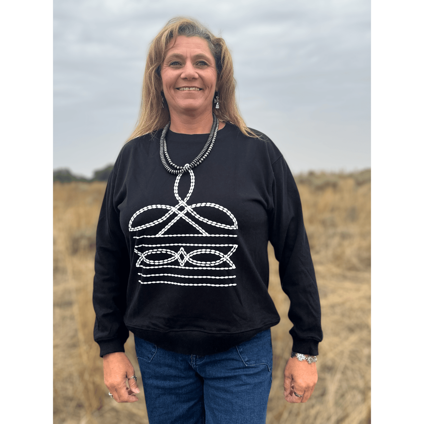 Stitched in Shadow Sweatshirt - Dirt Roads and Dreams Western Boutique